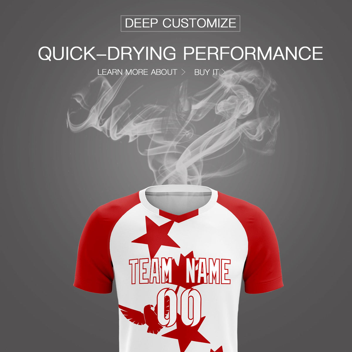 Custom Red White World Cup Inspired Lightweight&amp;Drapable Training Uniform Raglan Sleeve Soccer Sets Jersey