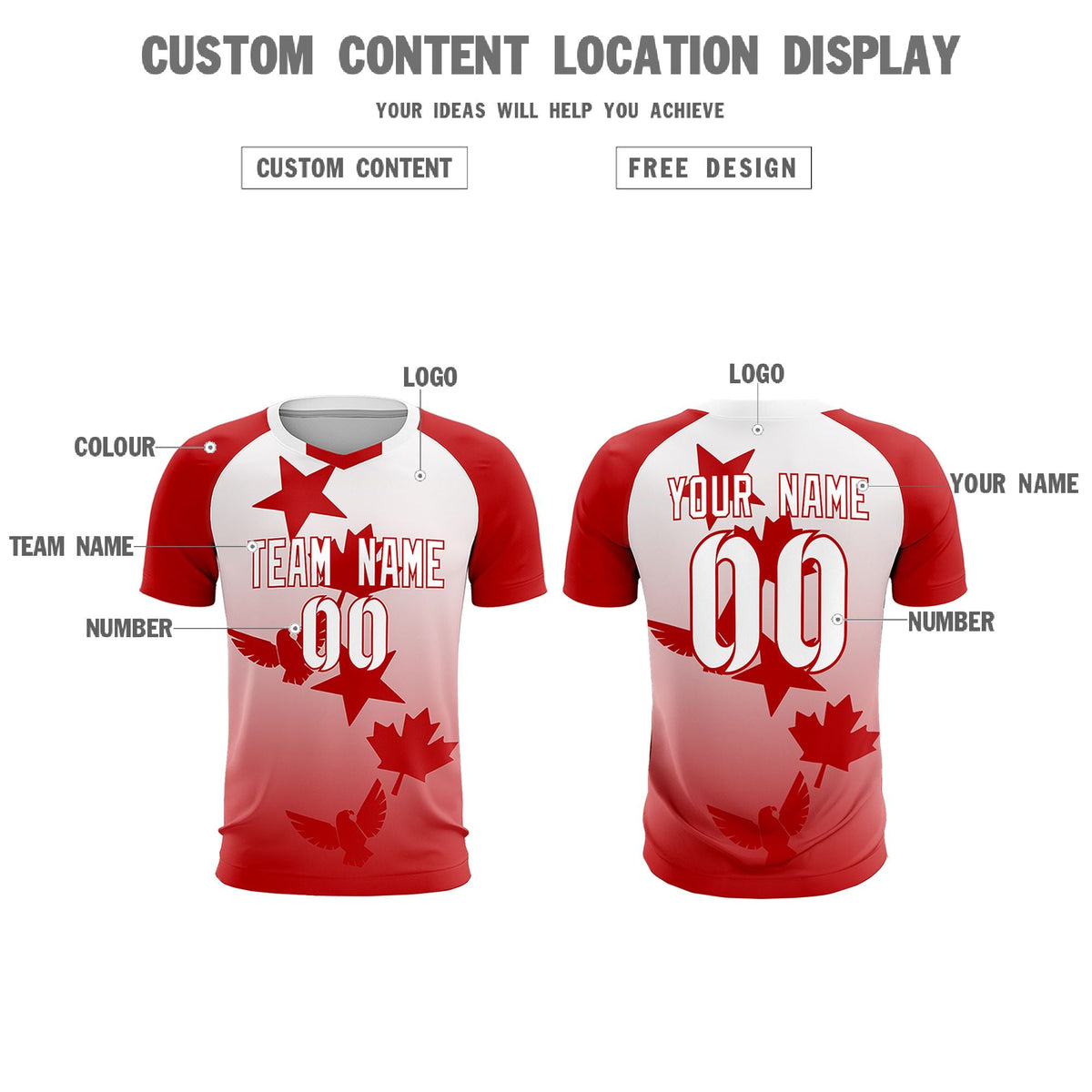 Custom Red White World Cup Inspired Wrinkle-Resistant Training Uniform Gradient Fashion Soccer Sets Jersey
