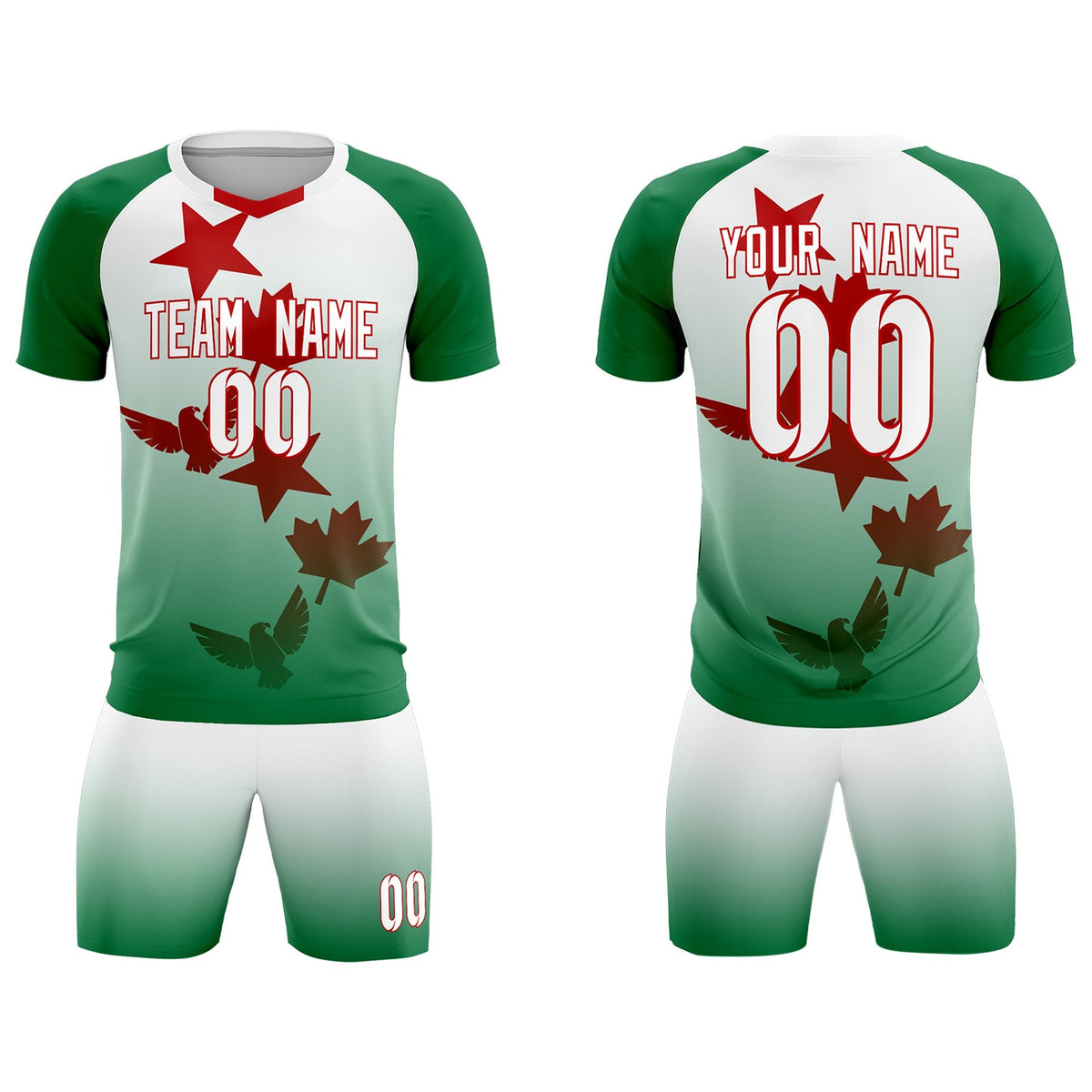 Custom Kelly Green White World Cup Inspired Quick-Drying Training Uniform Gradient Fashion Soccer Sets Jersey