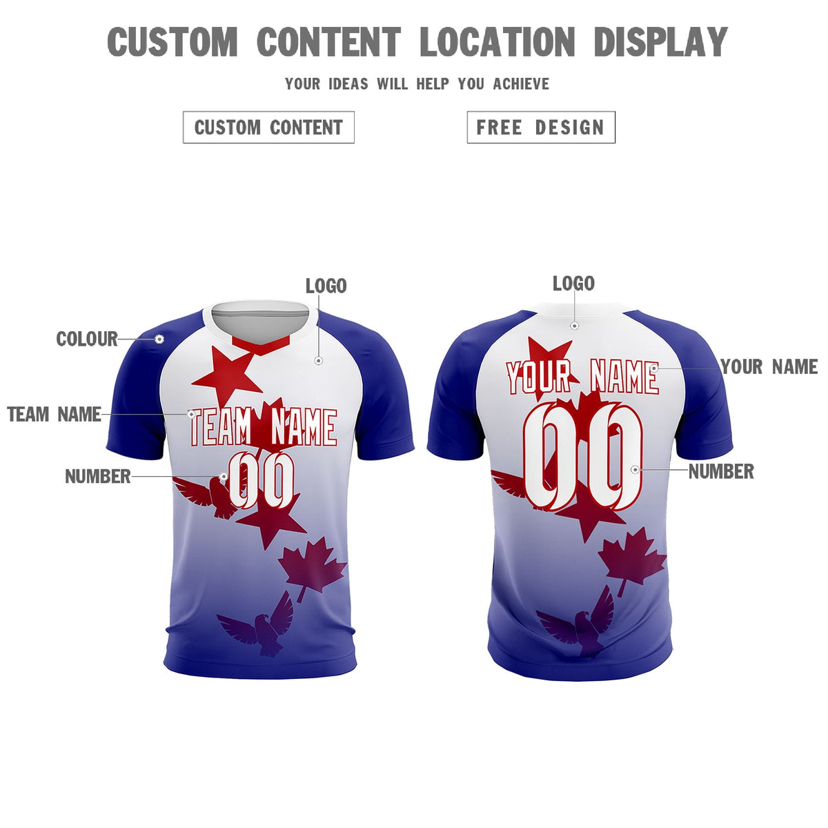 Custom Royal White World Cup Inspired Lightweight&amp;Drapable Training Uniform Gradient Fashion Soccer Sets Jersey