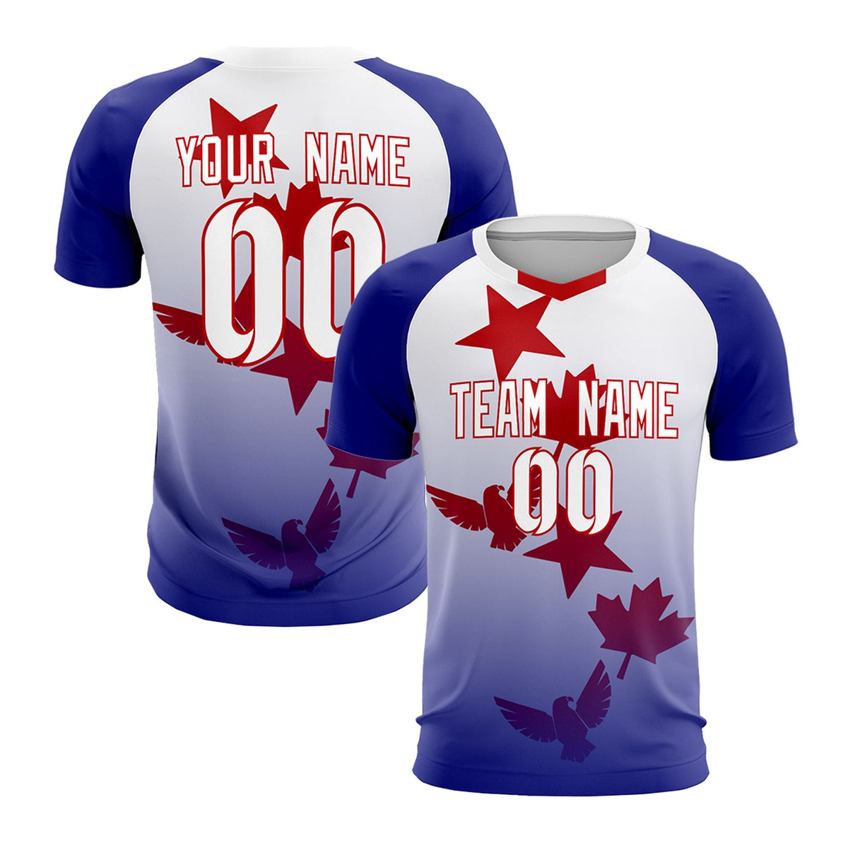 Custom Royal White World Cup Inspired Lightweight&amp;Drapable Training Uniform Gradient Fashion Soccer Sets Jersey
