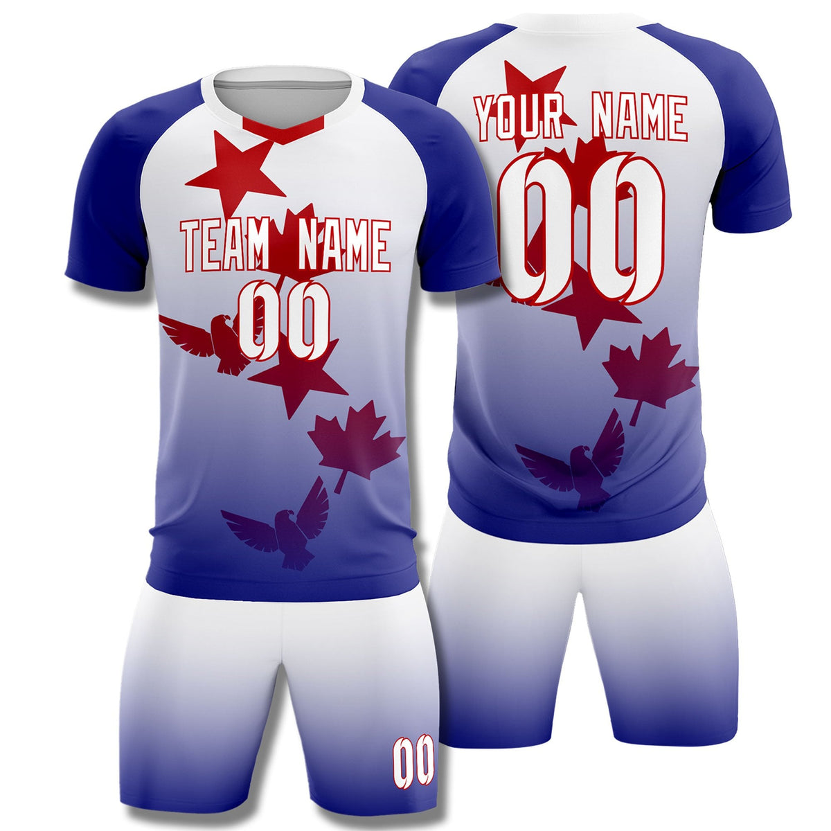 Custom Royal White World Cup Inspired Lightweight&amp;Drapable Training Uniform Gradient Fashion Soccer Sets Jersey