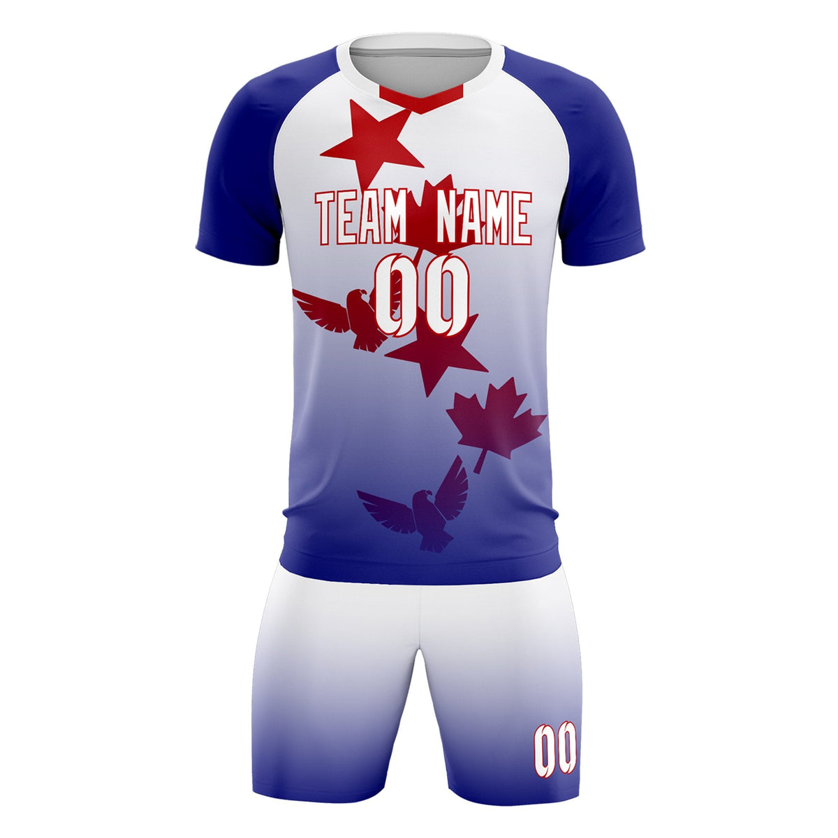Custom Royal White World Cup Inspired Lightweight&amp;Drapable Training Uniform Gradient Fashion Soccer Sets Jersey