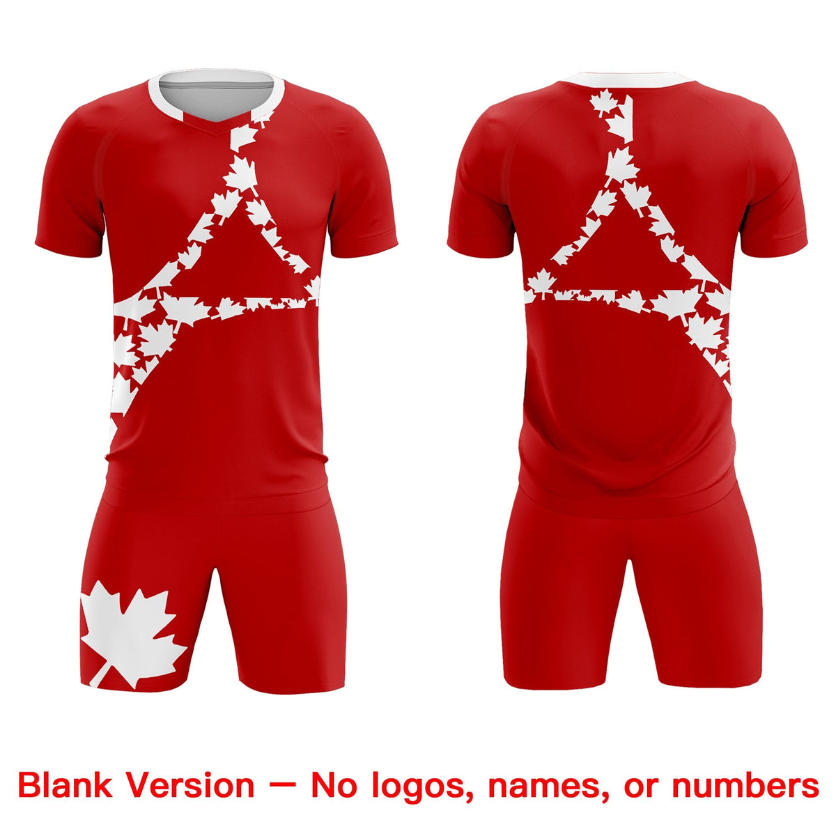 Custom Red White Canada Maple Leaves World Cup Inspired Breathable Graffiti Pattern Soccer Sets Jersey