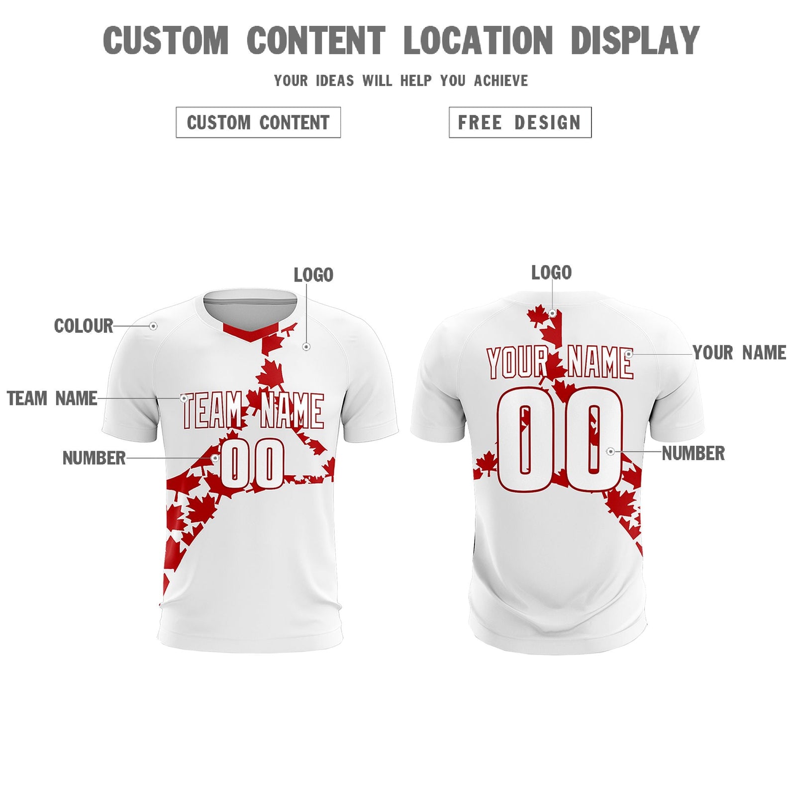 Custom White Red Canada Maple Leaves World Cup Inspired Quick-Drying Graffiti Pattern Soccer Sets Jersey