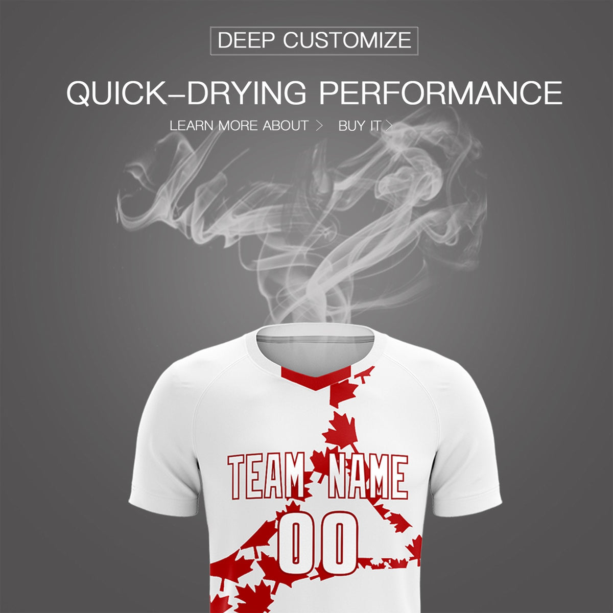 Custom White Red Canada Maple Leaves World Cup Inspired Quick-Drying Graffiti Pattern Soccer Sets Jersey