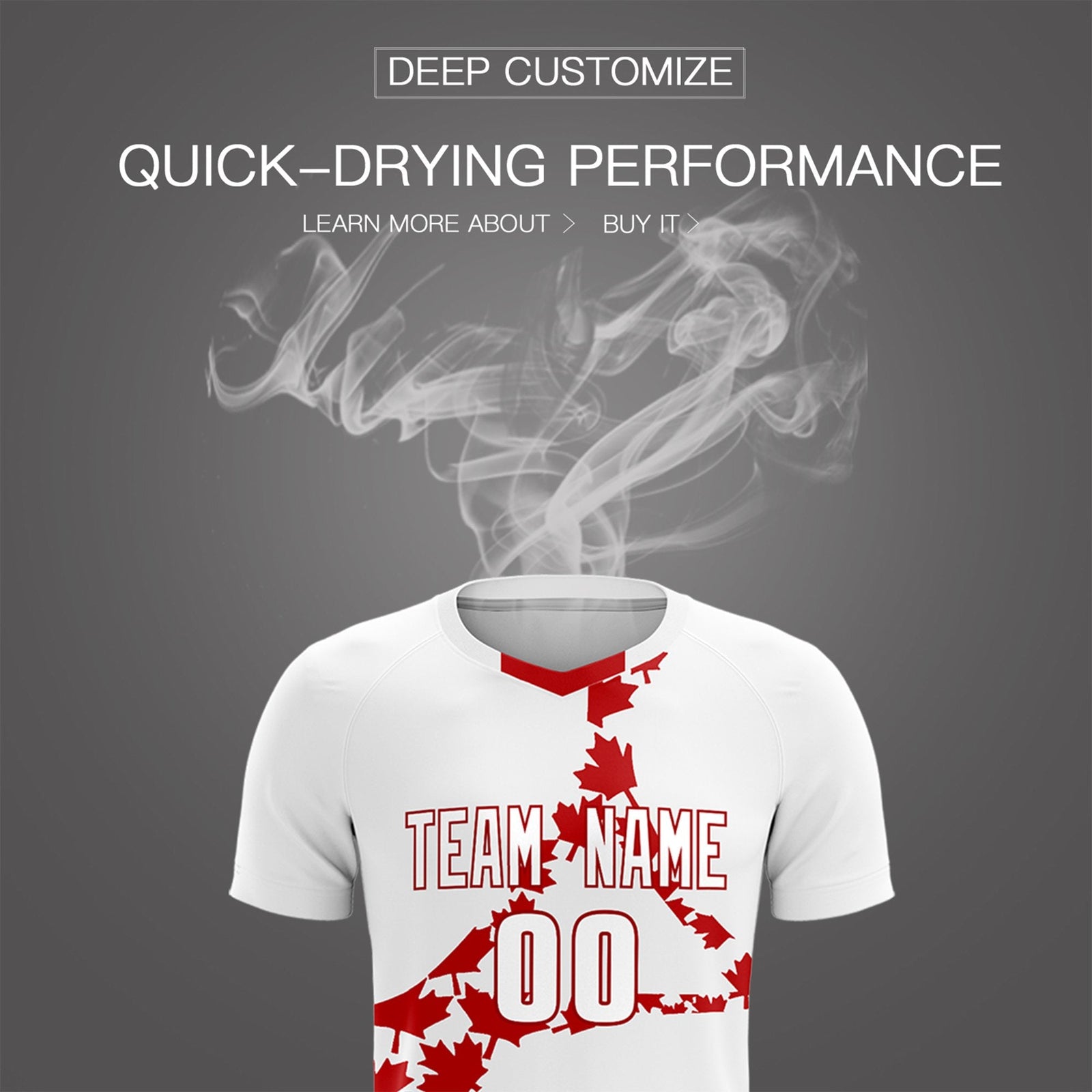 Custom White Red Canada Maple Leaves World Cup Inspired Quick-Drying Graffiti Pattern Soccer Sets Jersey