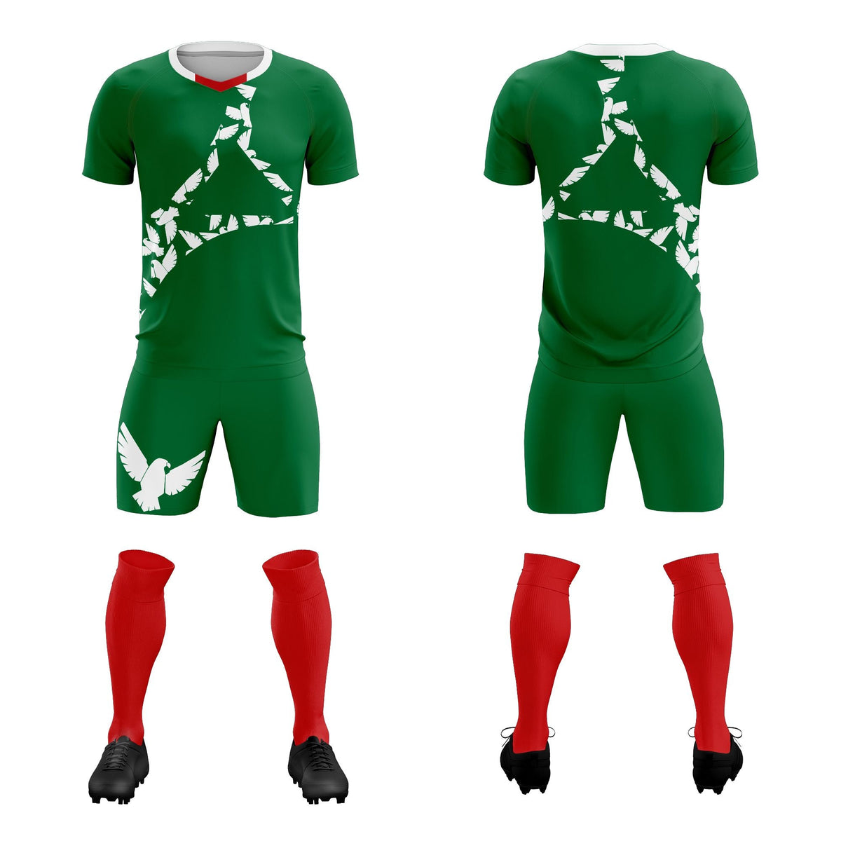 Custom Kelly Green White Mexico Eagle World Cup Inspired Wrinkle-Resistant Graffiti Pattern Soccer Sets Jersey