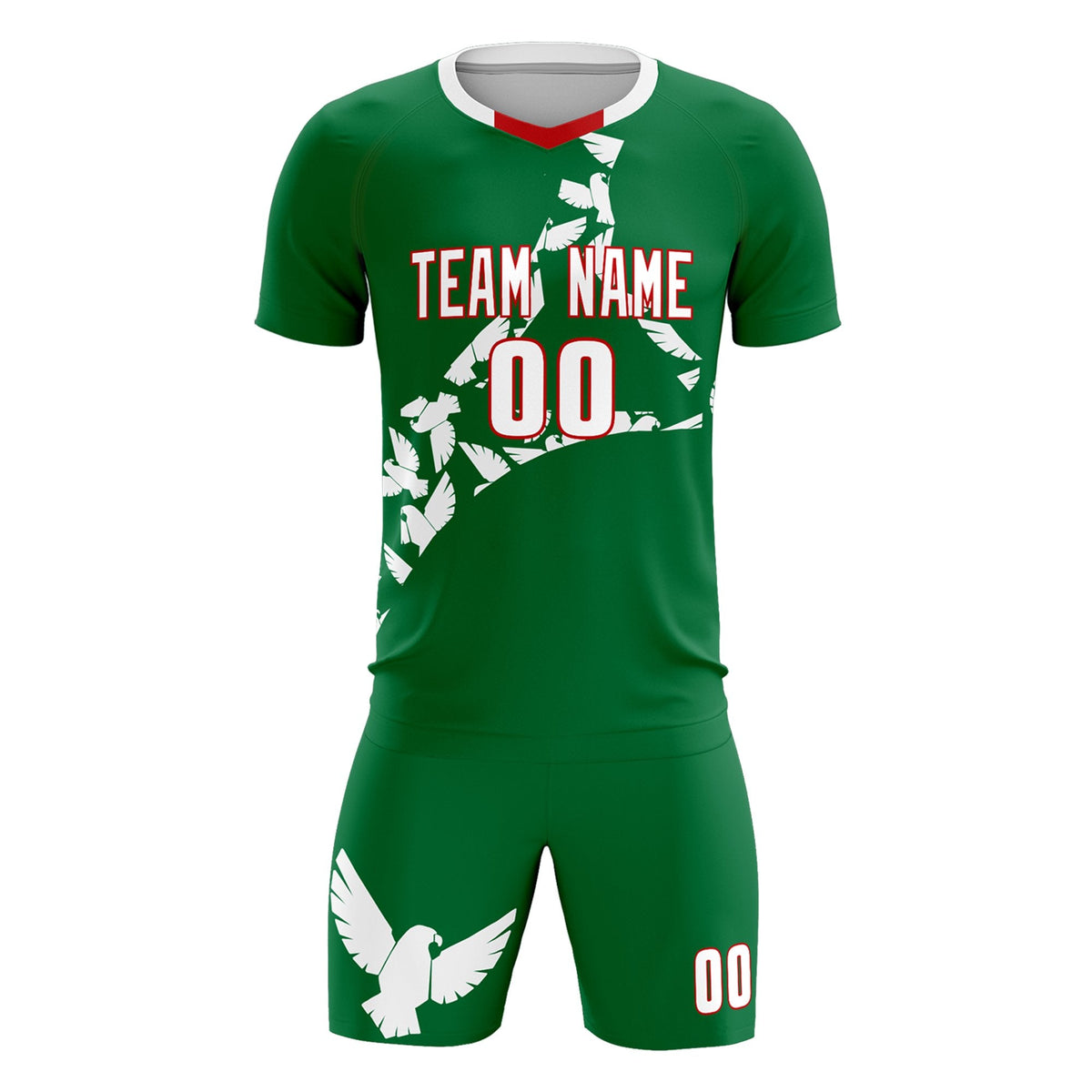 Custom Kelly Green White Mexico Eagle World Cup Inspired Wrinkle-Resistant Graffiti Pattern Soccer Sets Jersey