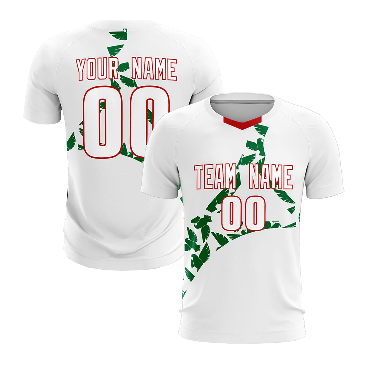 Custom White Kelly Green Mexico Eagle World Cup Inspired Drapable Graffiti Pattern Soccer Sets Jersey