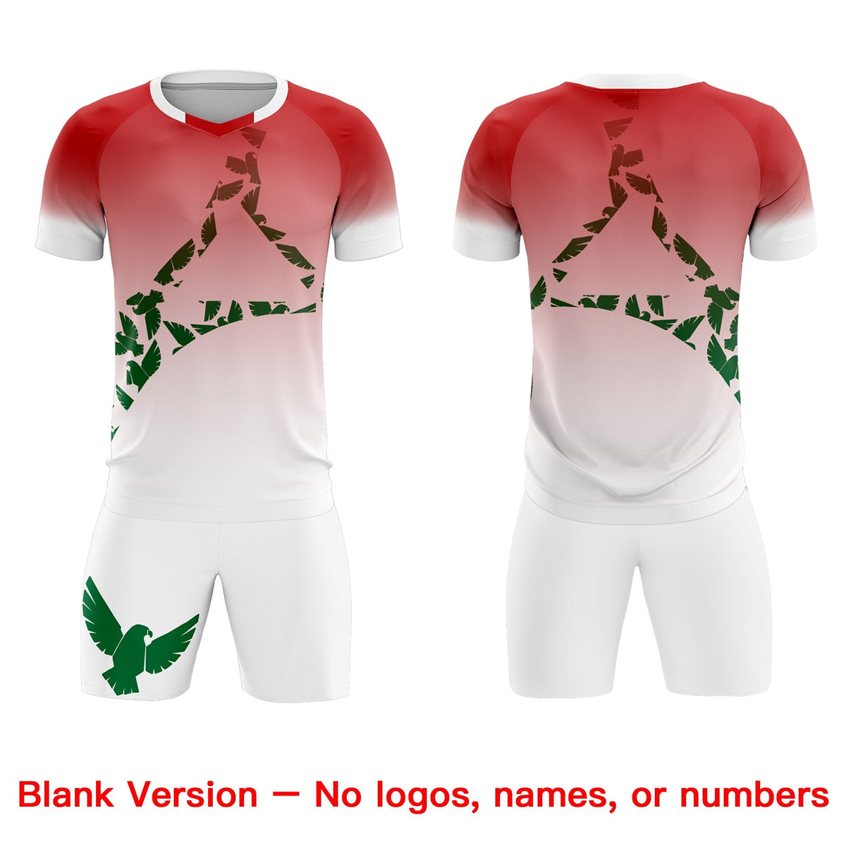 Custom Red Kelly Green Mexico Eagle World Cup Inspired Breathable Gradient Fashion Soccer Sets Jersey