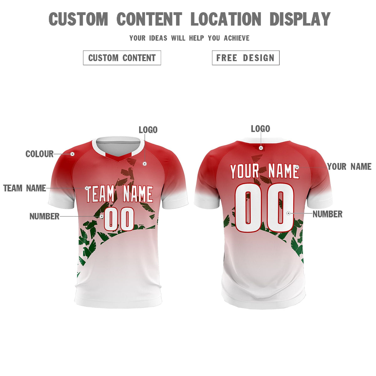 Custom Red Kelly Green Mexico Eagle World Cup Inspired Breathable Gradient Fashion Soccer Sets Jersey