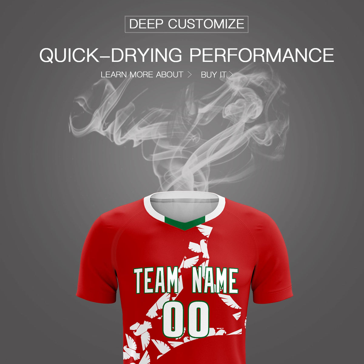 Custom Red White Mexico Eagle World Cup Inspired Quick-Drying Graffiti Pattern Soccer Sets Jersey