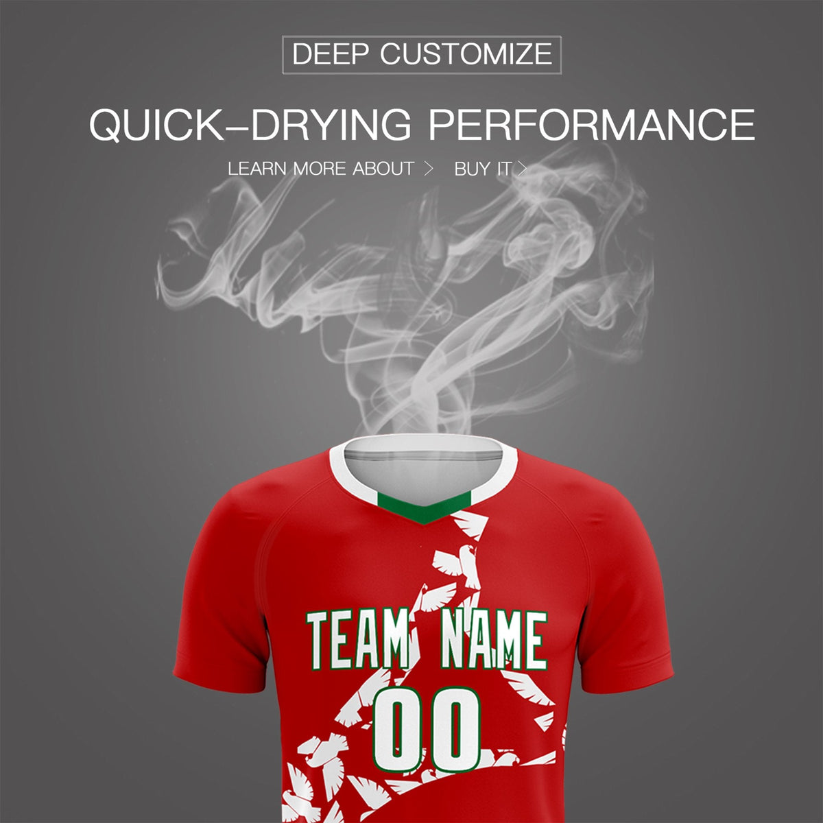 Custom Red White Mexico Eagle World Cup Inspired Quick-Drying Graffiti Pattern Soccer Sets Jersey