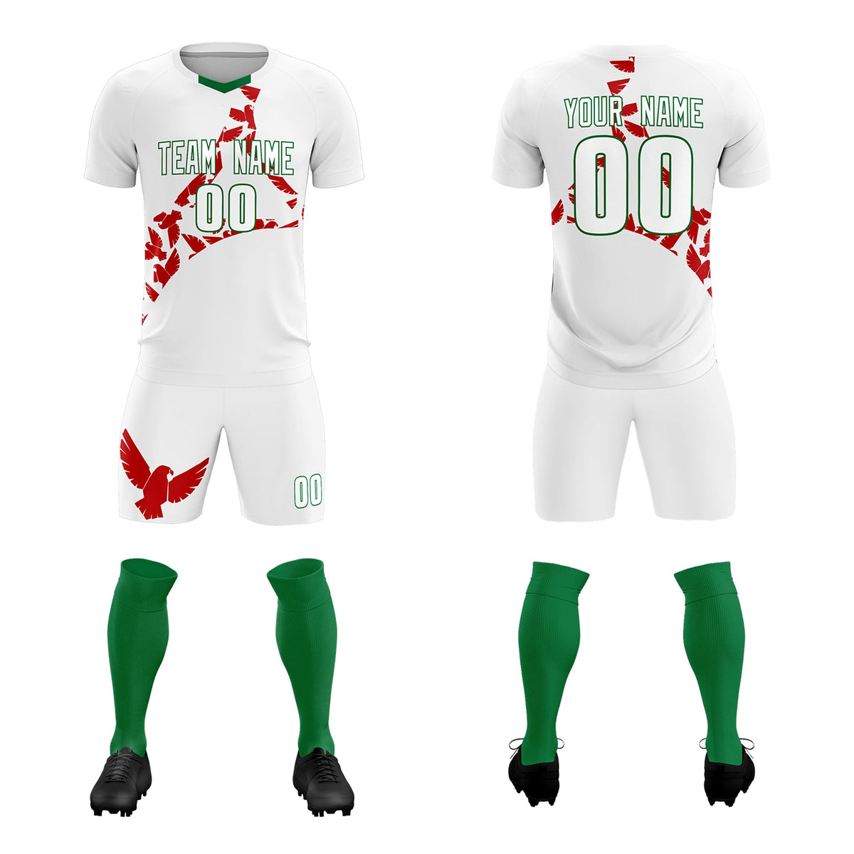 Custom White Red Mexico Eagle World Cup Inspired Lightweight Graffiti Pattern Soccer Sets Jersey