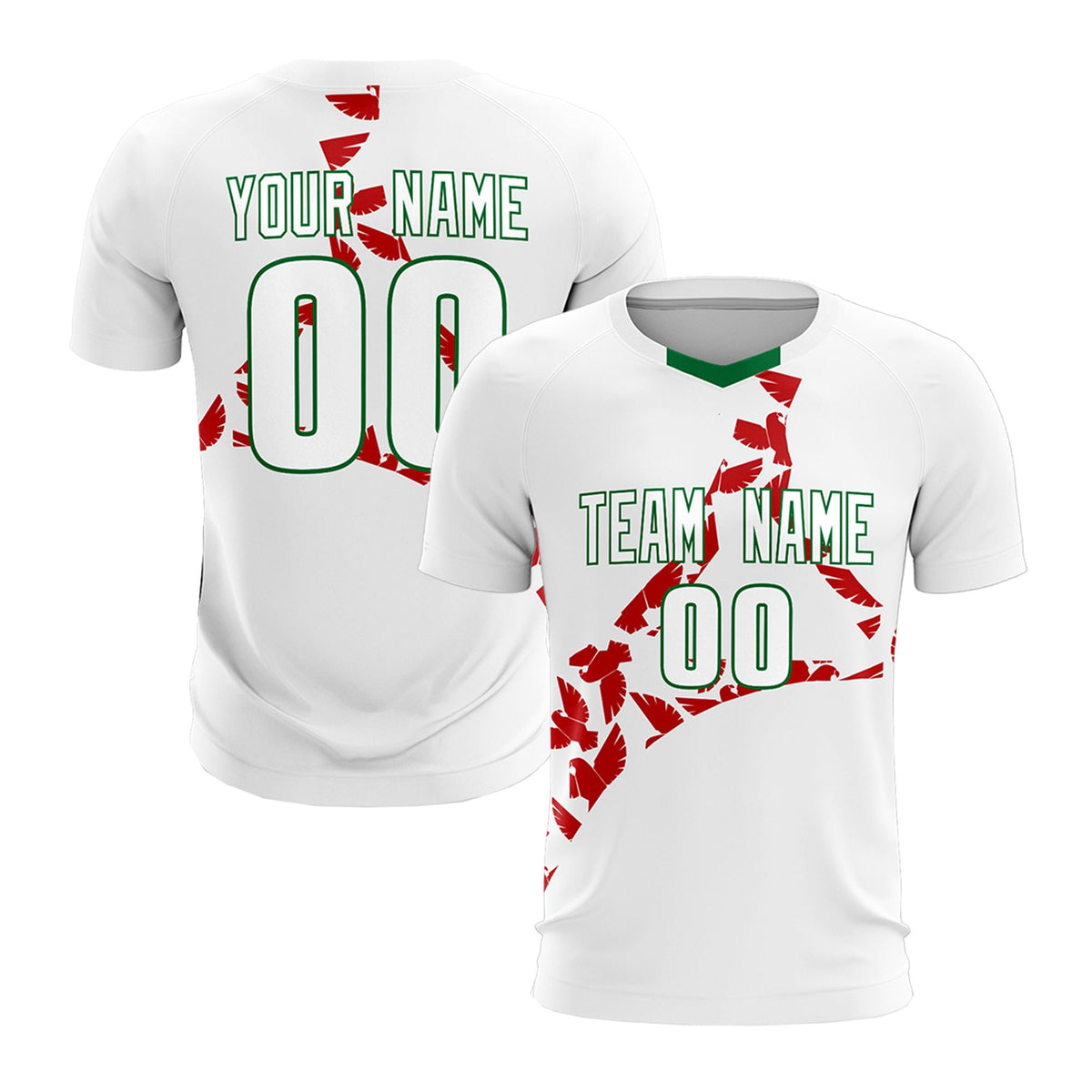 Custom White Red Mexico Eagle World Cup Inspired Lightweight Graffiti Pattern Soccer Sets Jersey