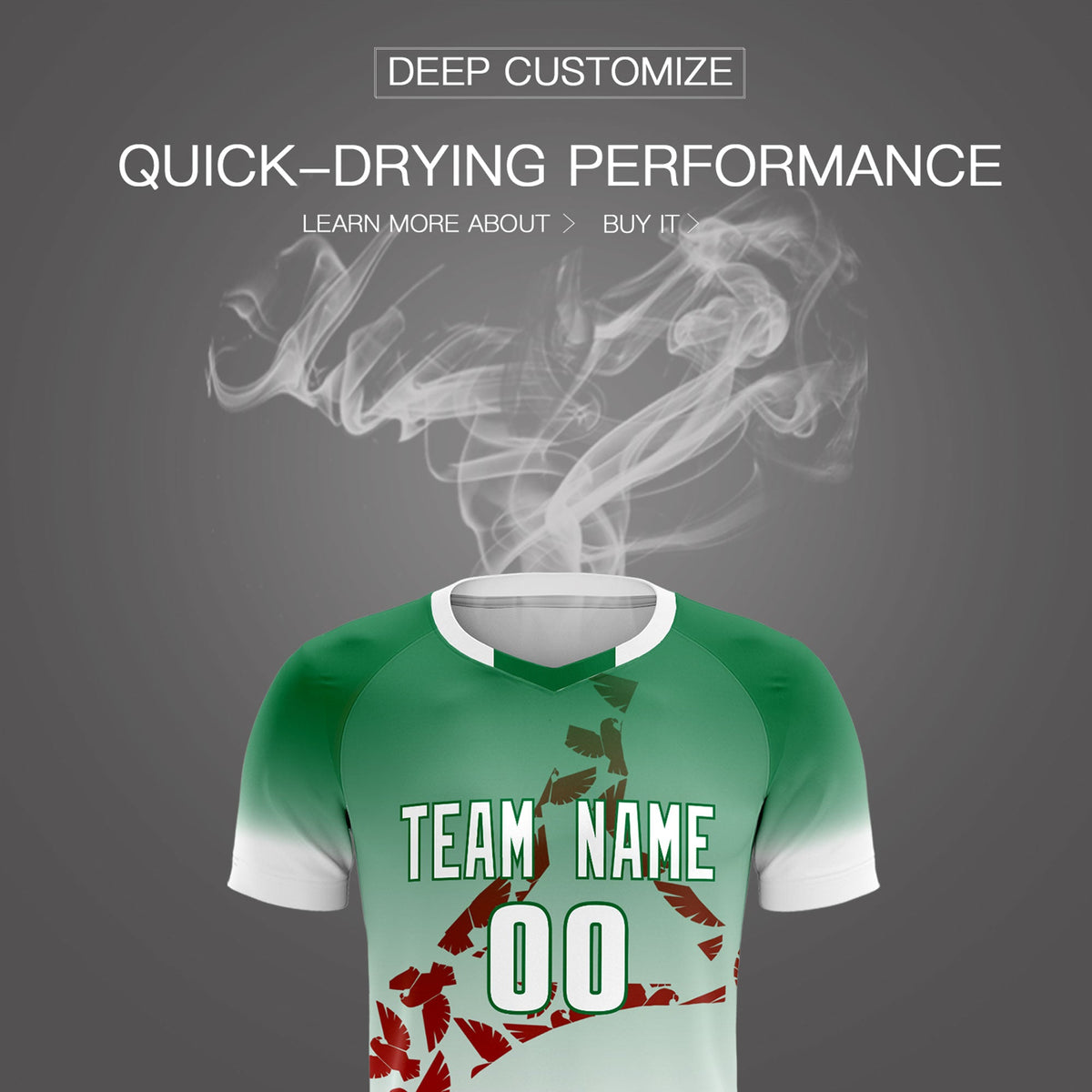 Custom Kelly Green Red Mexico Eagle World Cup Inspired Wrinkle-Resistant Gradient Fashion Soccer Sets Jersey