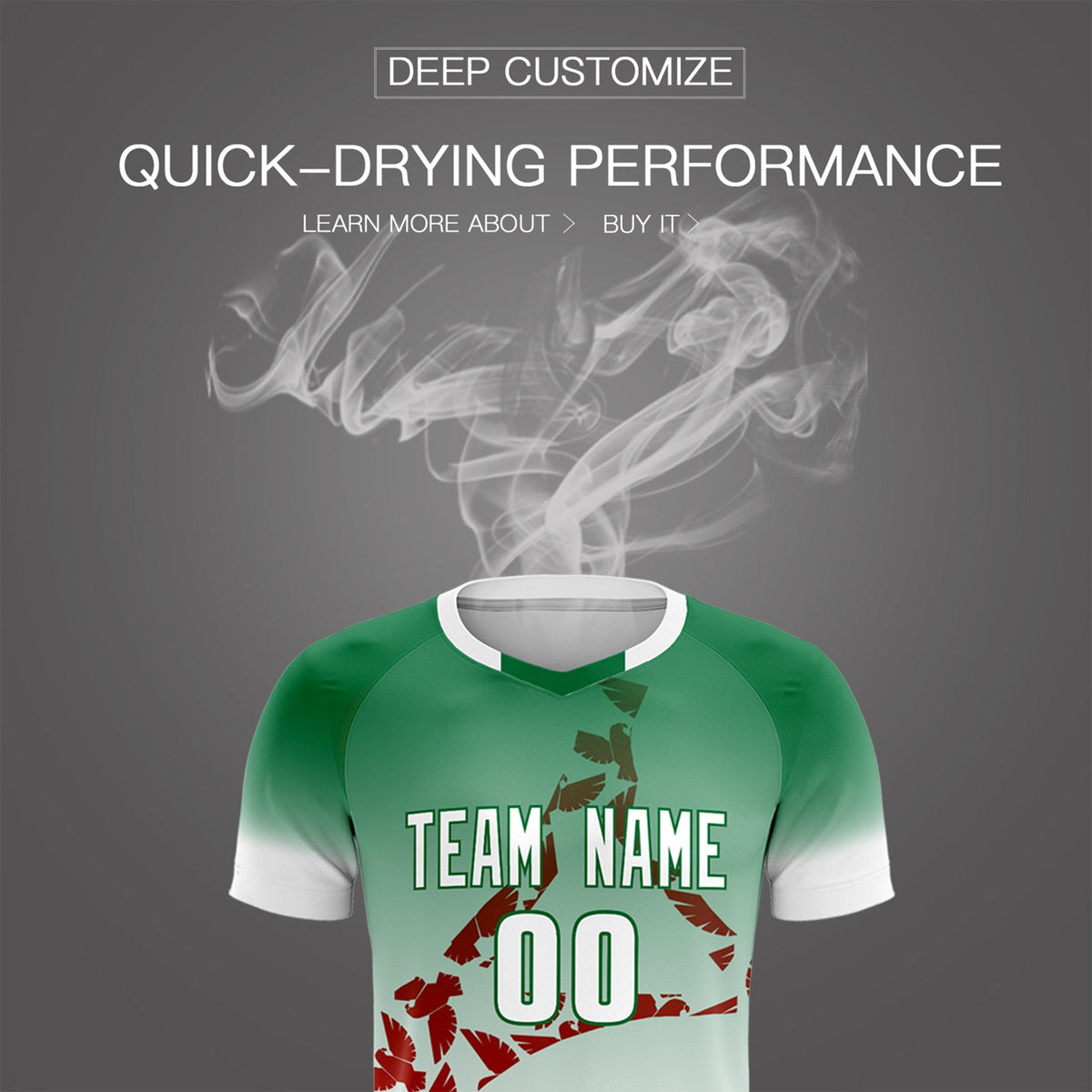 Custom Kelly Green Red Mexico Eagle World Cup Inspired Wrinkle-Resistant Gradient Fashion Soccer Sets Jersey