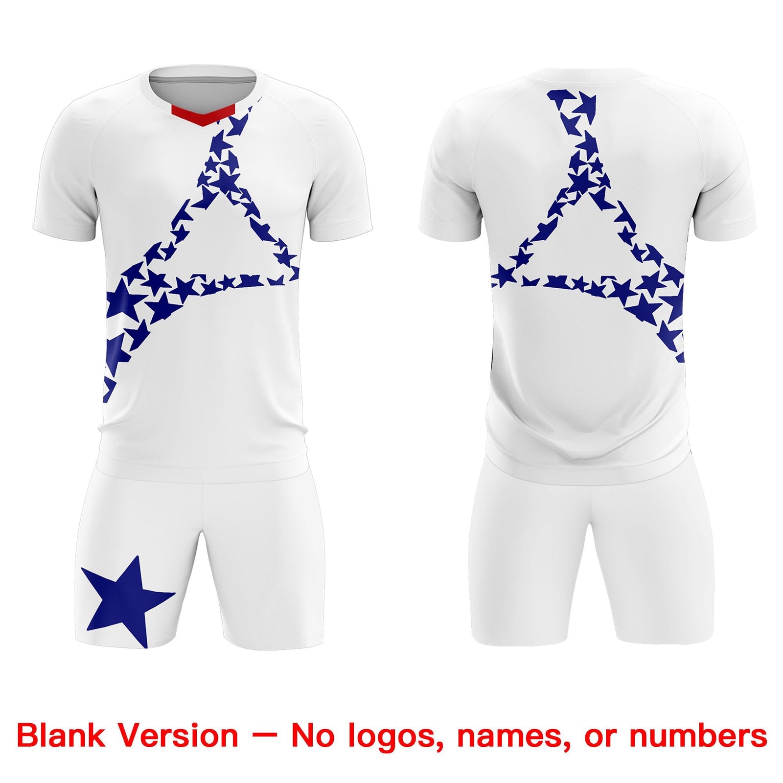 Custom White Royal America Star World Cup Inspired Drapable Graffiti Pattern Soccer Sets Jersey