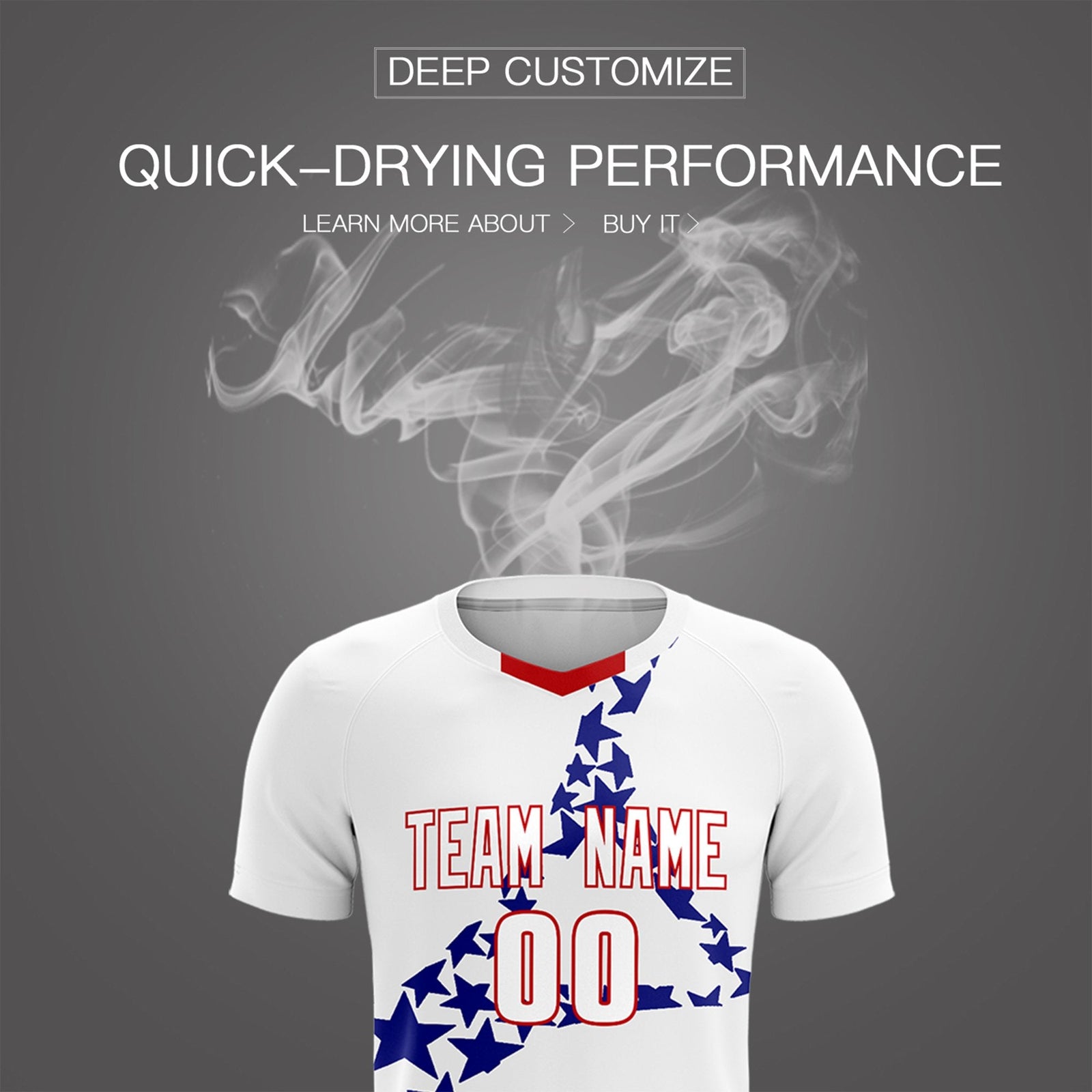 Custom White Royal America Star World Cup Inspired Drapable Graffiti Pattern Soccer Sets Jersey