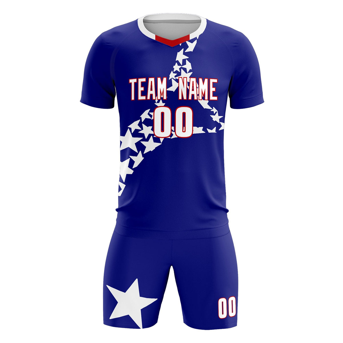 Custom Royal White America Star World Cup Inspired Breathable Graffiti Pattern Soccer Sets Jersey