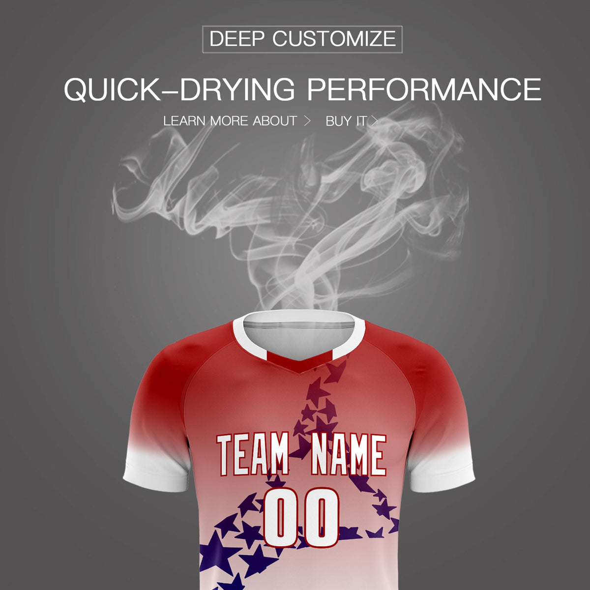 Custom Red Royal America Star World Cup Inspired Quick-Drying Gradient Fashion Soccer Sets Jersey