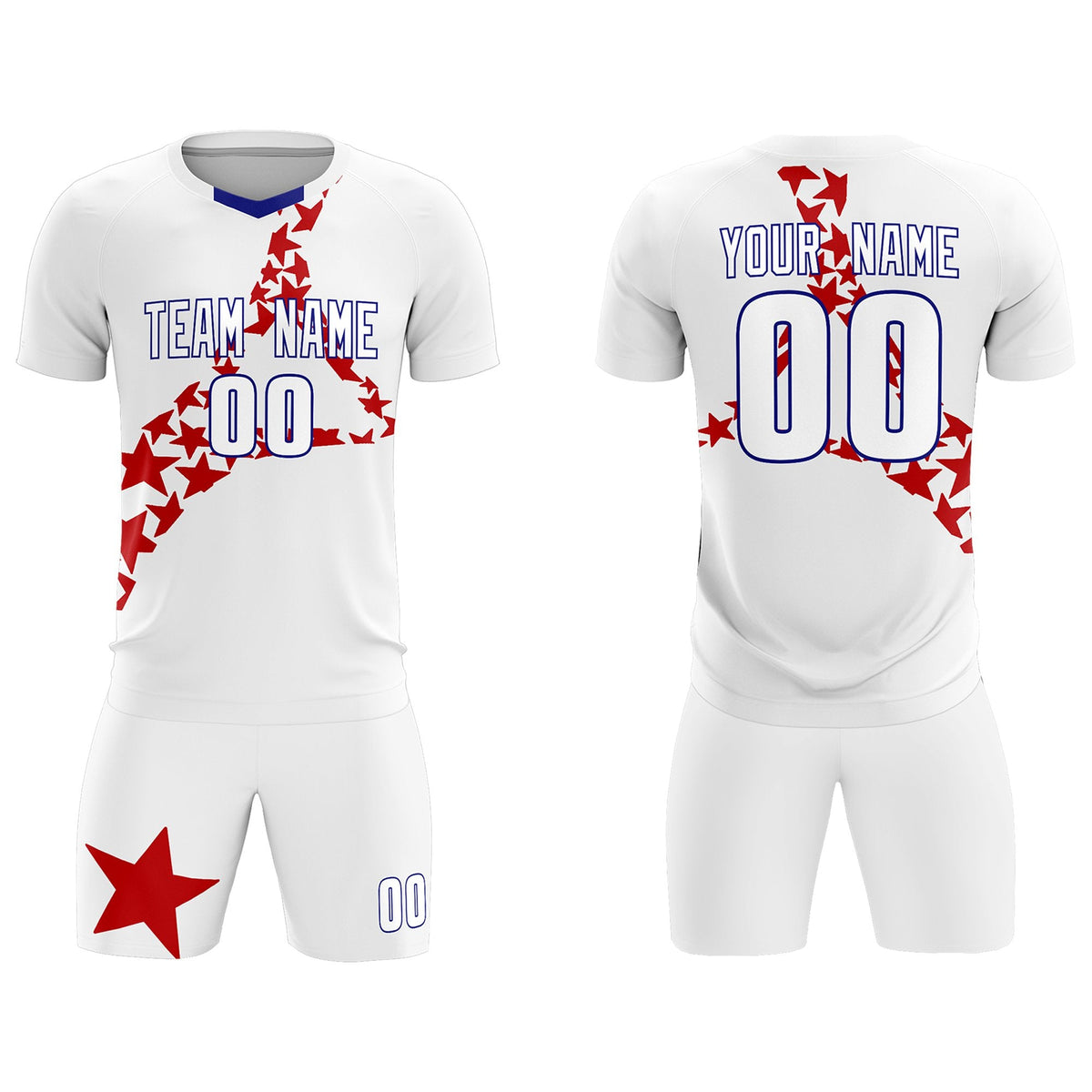 Custom White Red America Star World Cup Inspired Lightweight Graffiti Pattern Soccer Sets Jersey