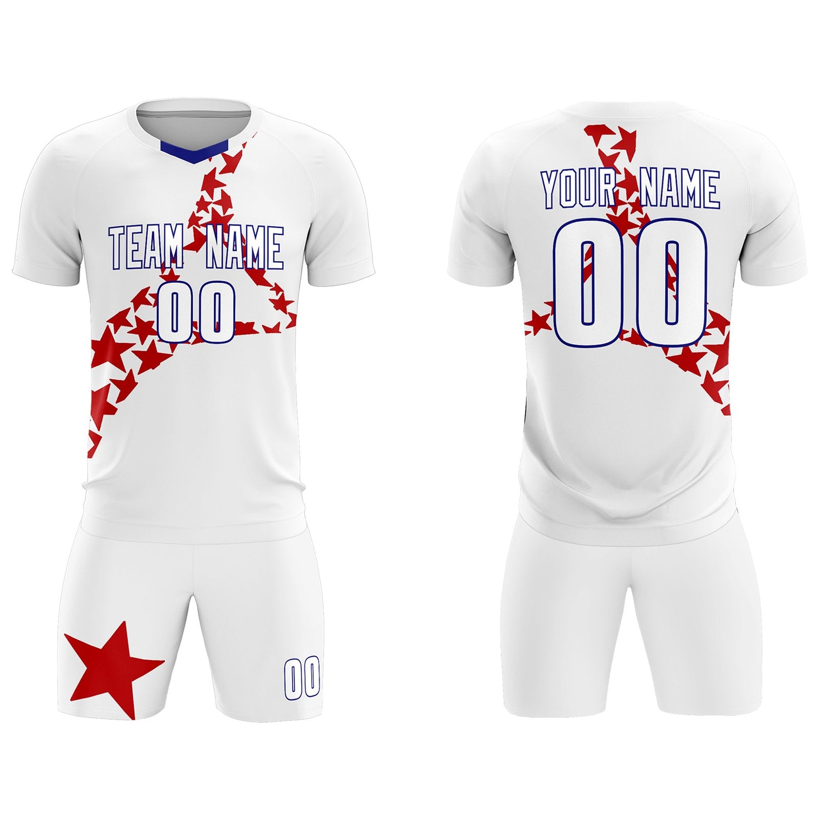 Custom White Red America Star World Cup Inspired Lightweight Graffiti Pattern Soccer Sets Jersey