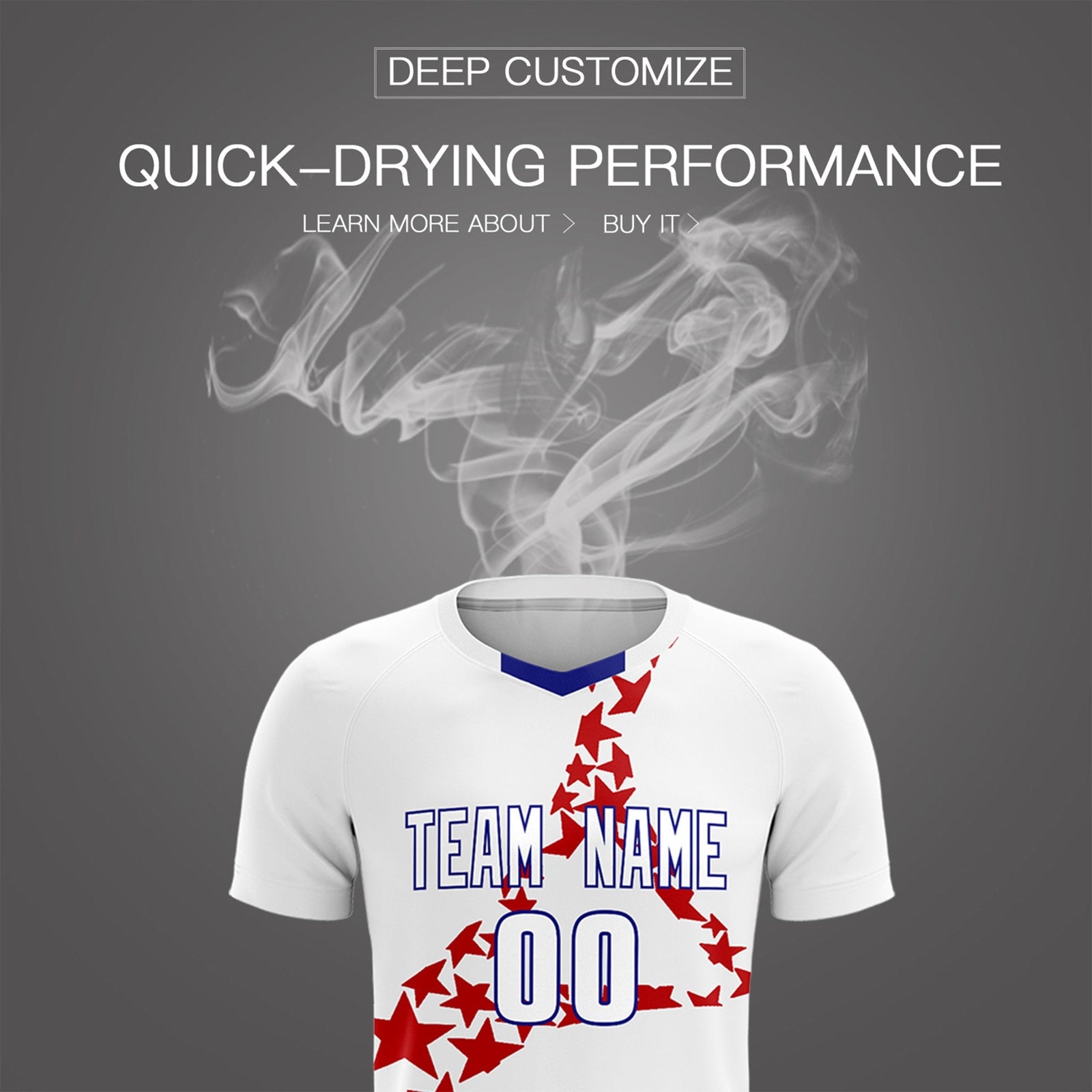 Custom White Red America Star World Cup Inspired Lightweight Graffiti Pattern Soccer Sets Jersey