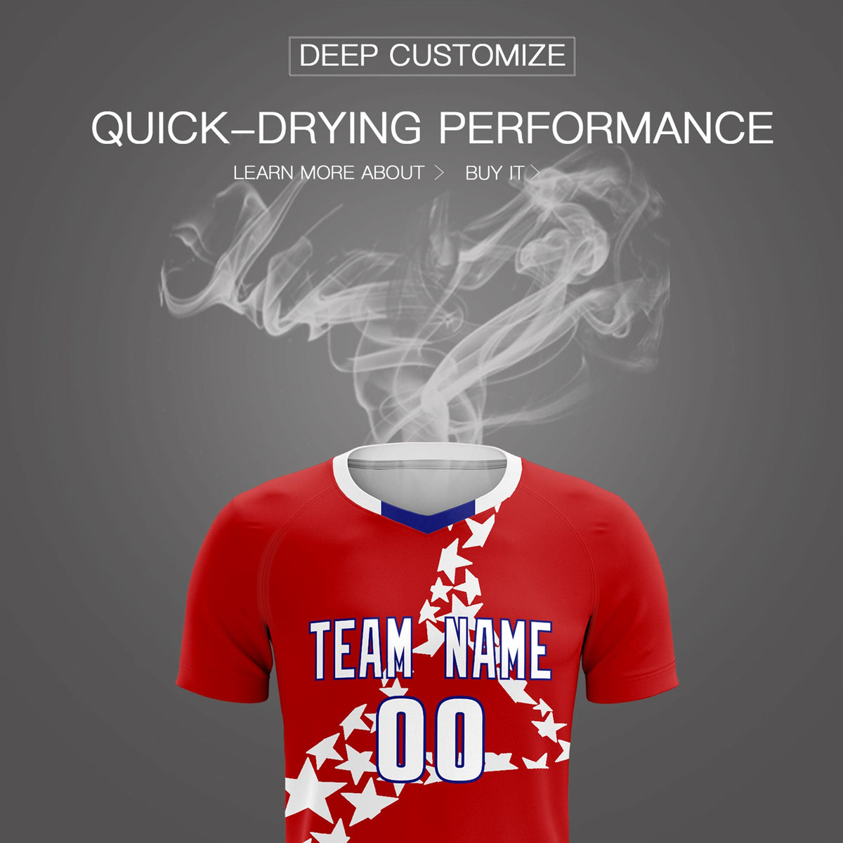 Custom Red White America Star World Cup Inspired Wrinkle-Resistant Graffiti Pattern Soccer Sets Jersey