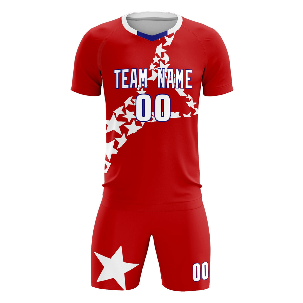 Custom Red White America Star World Cup Inspired Wrinkle-Resistant Graffiti Pattern Soccer Sets Jersey