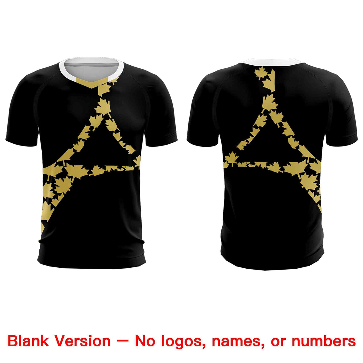 Custom Black Old Gold Canada Maple Leaves World Cup Inspired Breathable Graffiti Pattern Soccer Sets Jersey