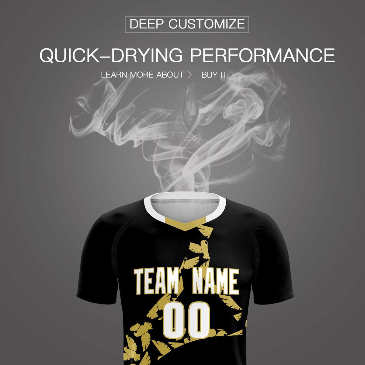 Custom Black Old Gold Mexico Eagle World Cup Inspired Quick-Drying Graffiti Pattern Soccer Sets Jersey