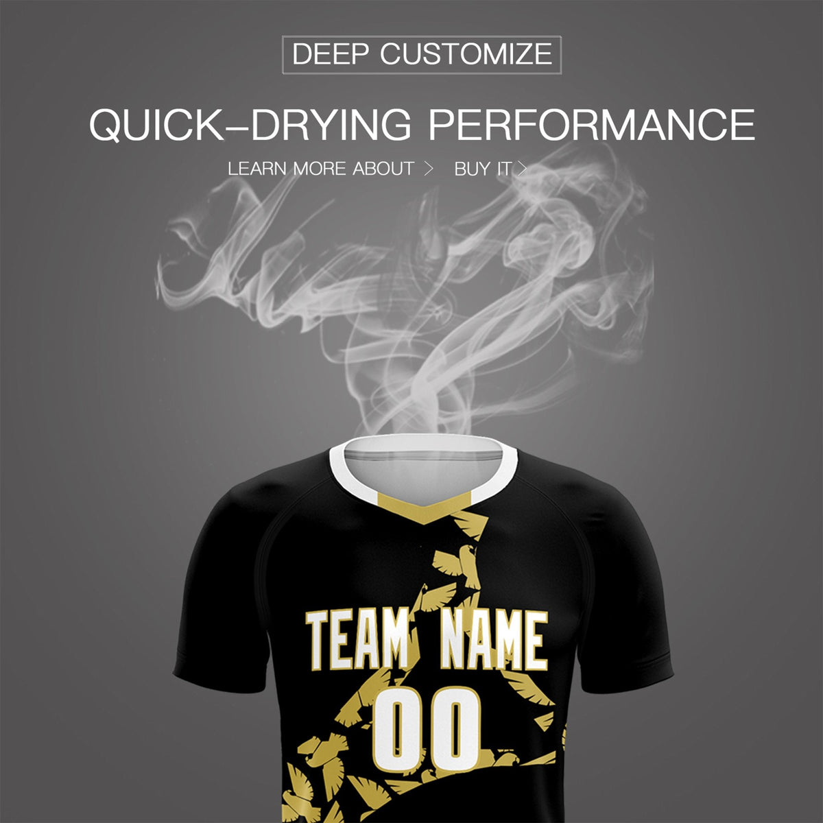 Custom Black Old Gold Mexico Eagle World Cup Inspired Quick-Drying Graffiti Pattern Soccer Sets Jersey