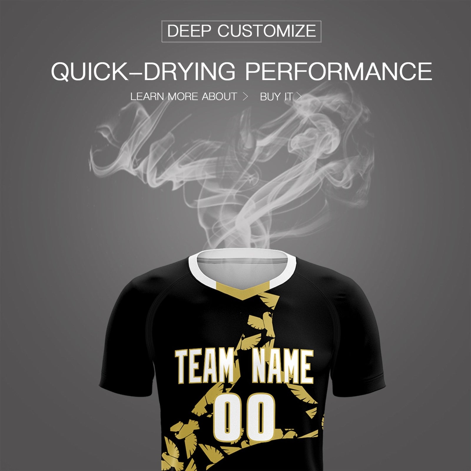 Custom Black Old Gold Mexico Eagle World Cup Inspired Quick-Drying Graffiti Pattern Soccer Sets Jersey