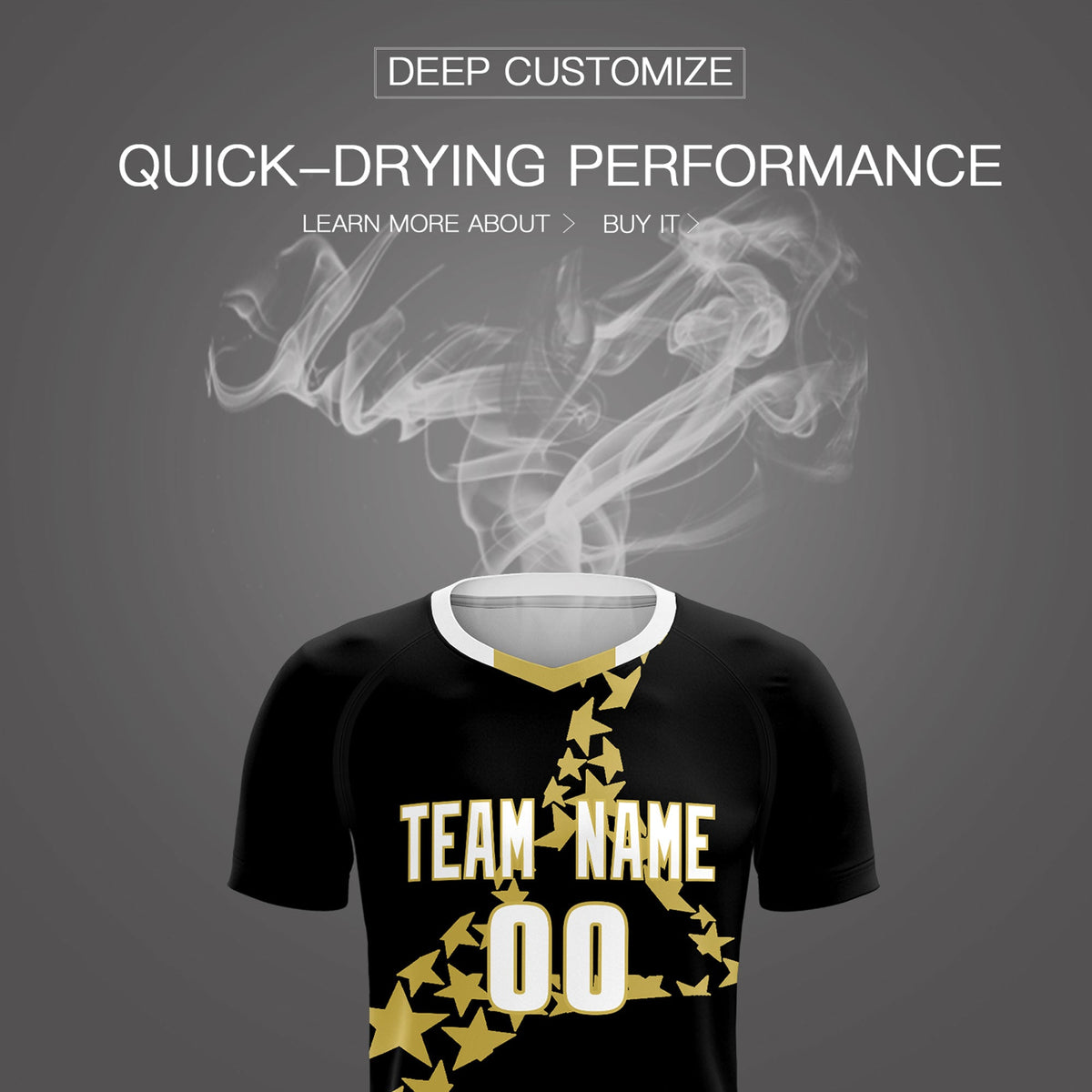 Custom Black Old Gold America Star World Cup Inspired Lightweight Graffiti Pattern Soccer Sets Jersey