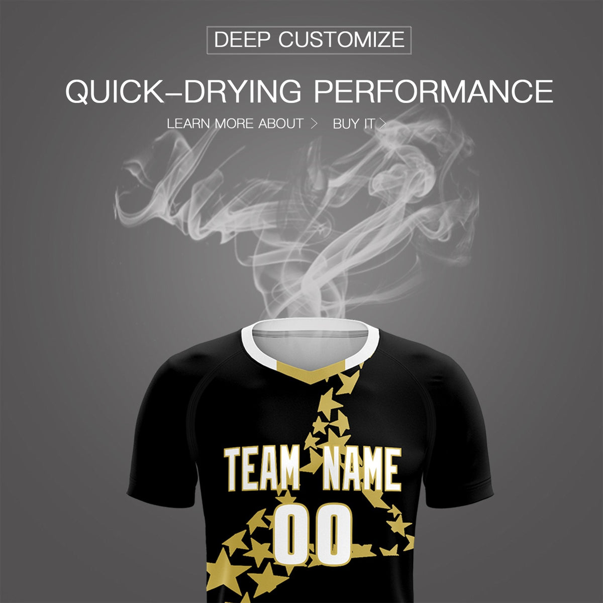 Custom Black Old Gold America Star World Cup Inspired Lightweight Graffiti Pattern Soccer Sets Jersey