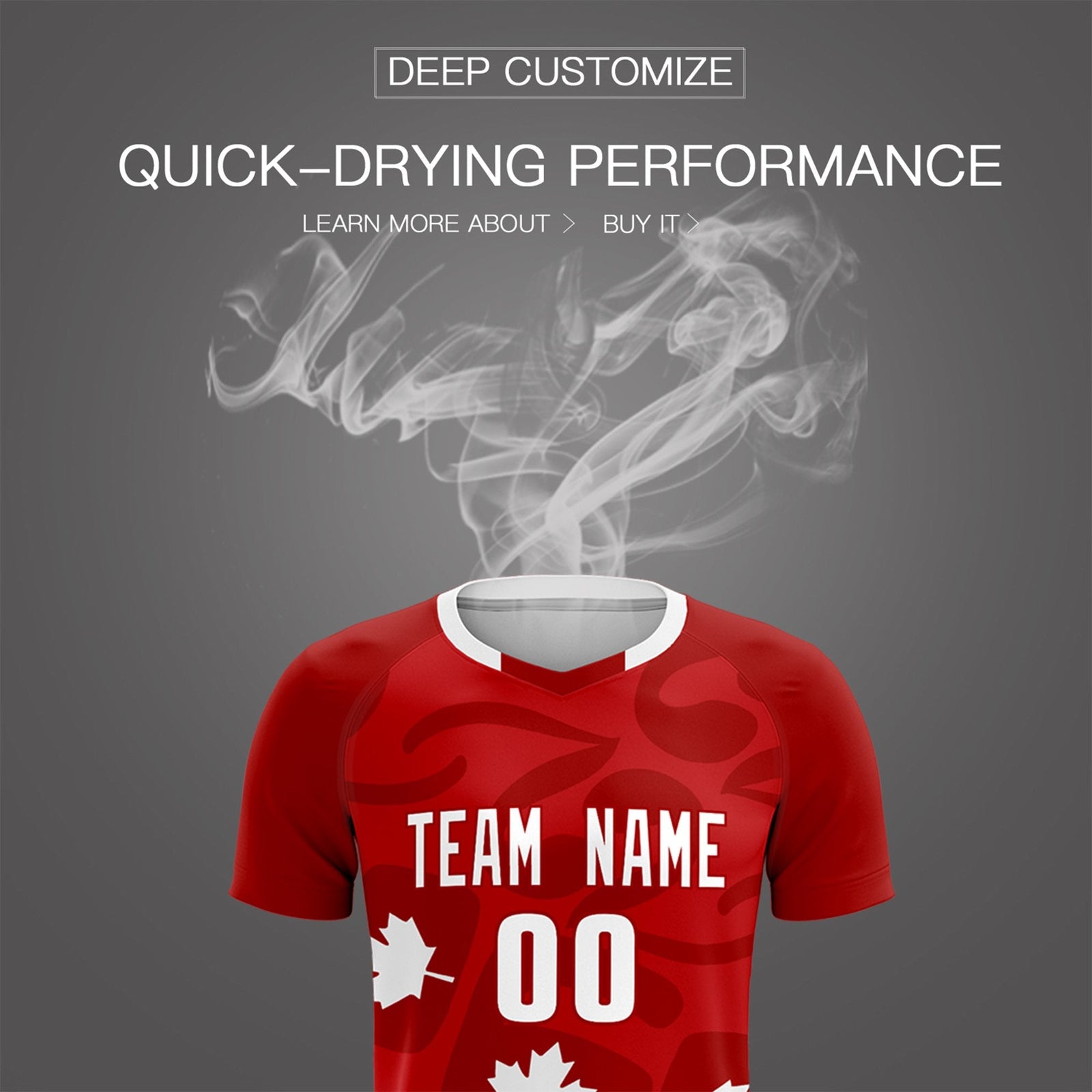 Custom Red Canada Maple Leaves World Cup Inspired Wrinkle-Resistant Graffiti Pattern Soccer Sets Jersey