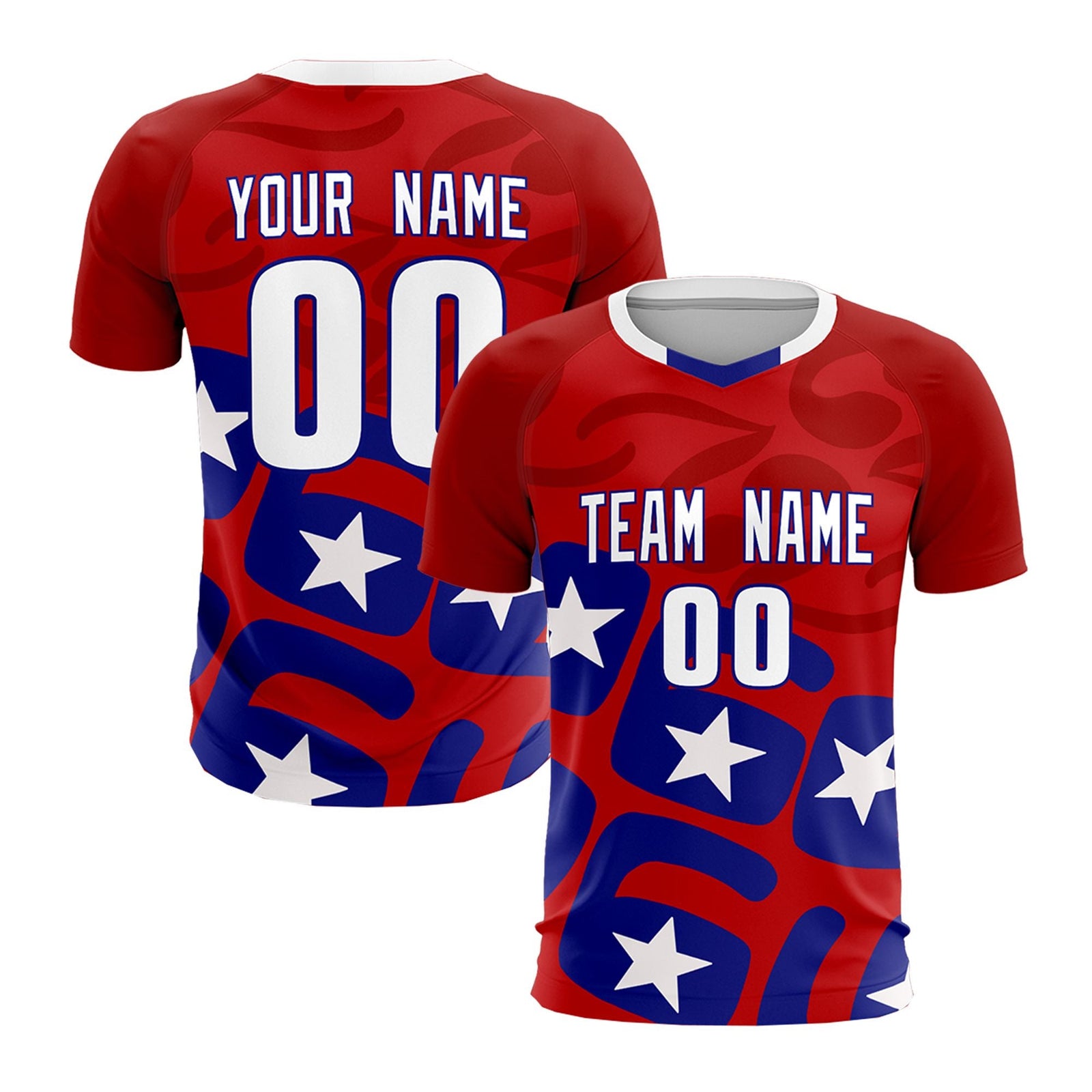 Custom Red America Star World Cup Inspired Breathable Graffiti Pattern Soccer Sets Jersey