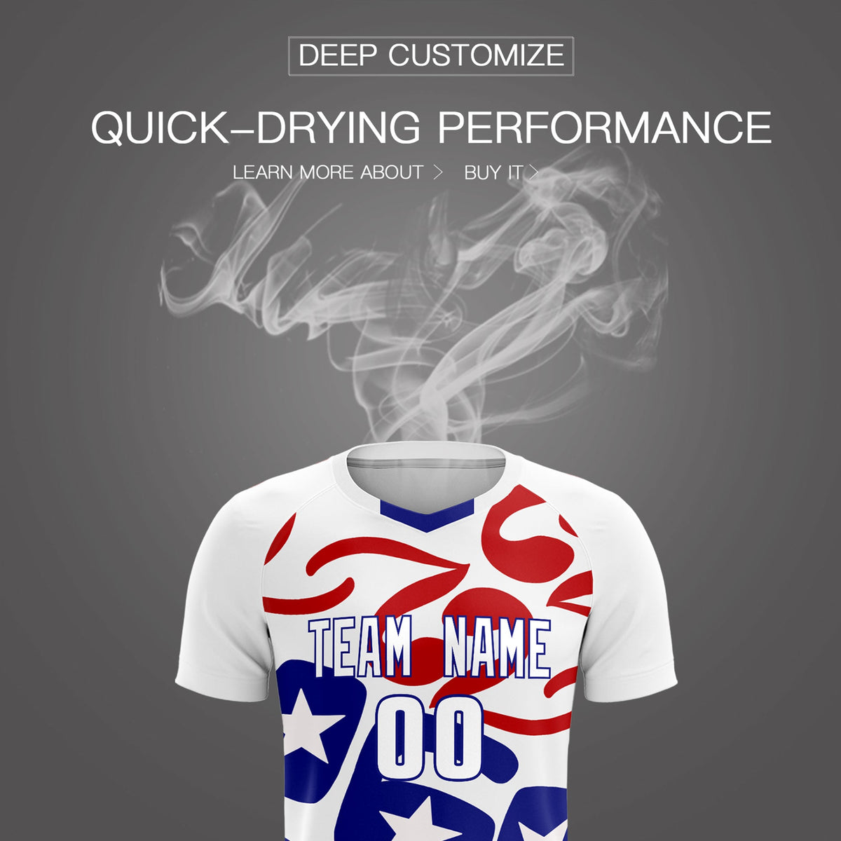 Custom White America Star World Cup Inspired Quick-Drying Graffiti Pattern Soccer Sets Jersey