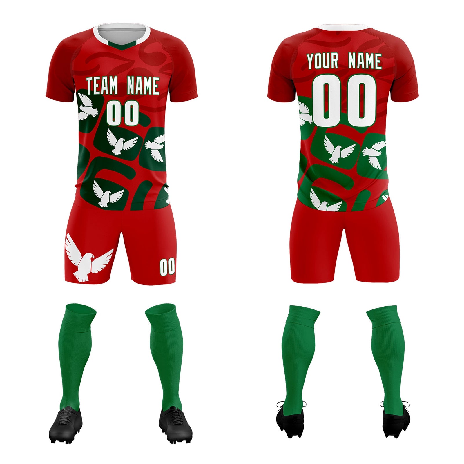Custom Red Mexico Eagle World Cup Inspired Lightweight Graffiti Pattern Soccer Sets Jersey
