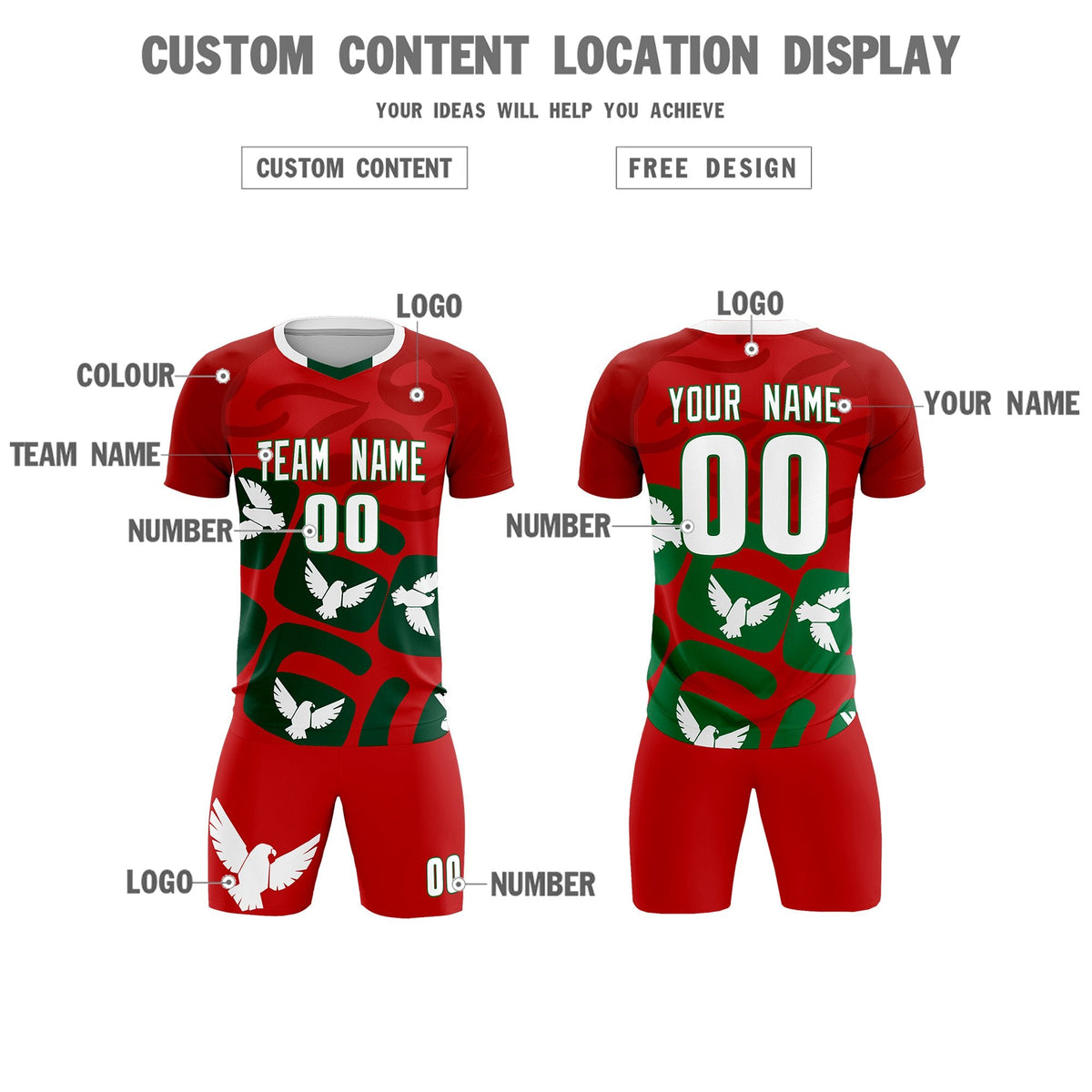 Custom Red Mexico Eagle World Cup Inspired Lightweight Graffiti Pattern Soccer Sets Jersey