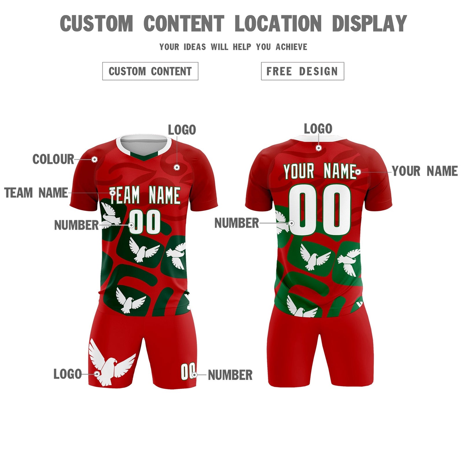 Custom Red Mexico Eagle World Cup Inspired Lightweight Graffiti Pattern Soccer Sets Jersey