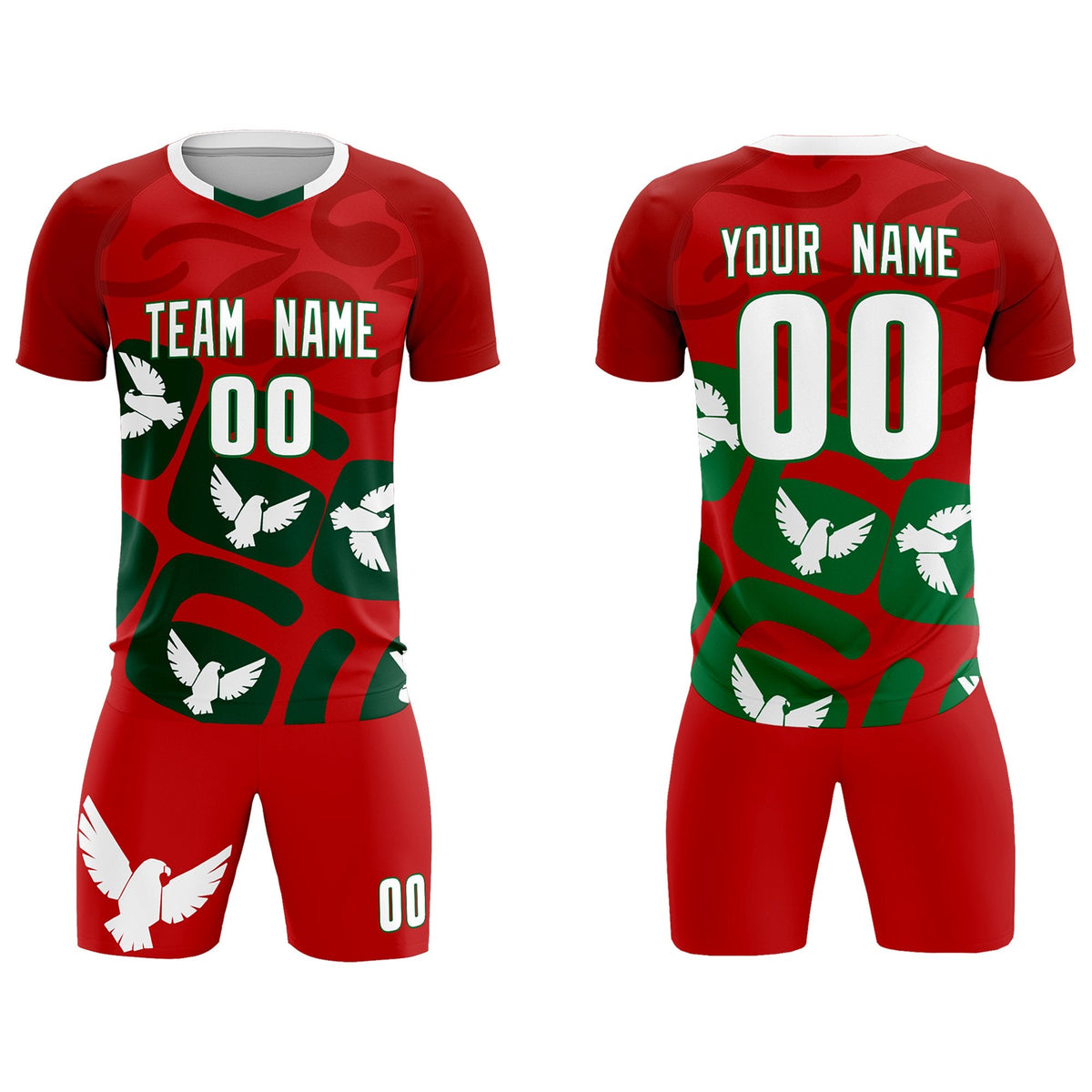 Custom Red Mexico Eagle World Cup Inspired Lightweight Graffiti Pattern Soccer Sets Jersey