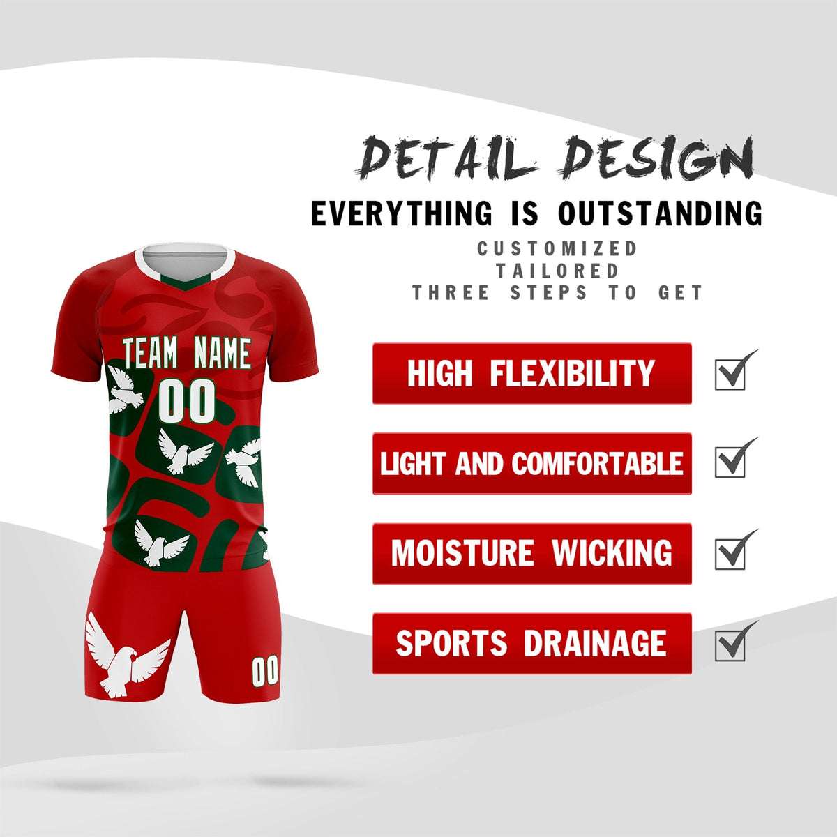Custom Red Mexico Eagle World Cup Inspired Lightweight Graffiti Pattern Soccer Sets Jersey