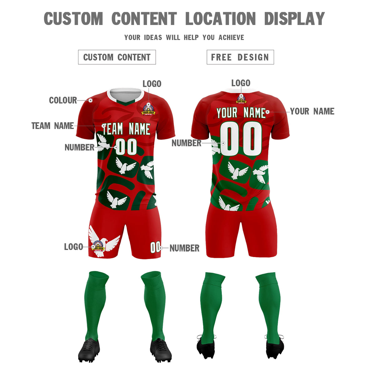Custom Red Mexico Eagle World Cup Inspired Lightweight Graffiti Pattern Soccer Sets Jersey