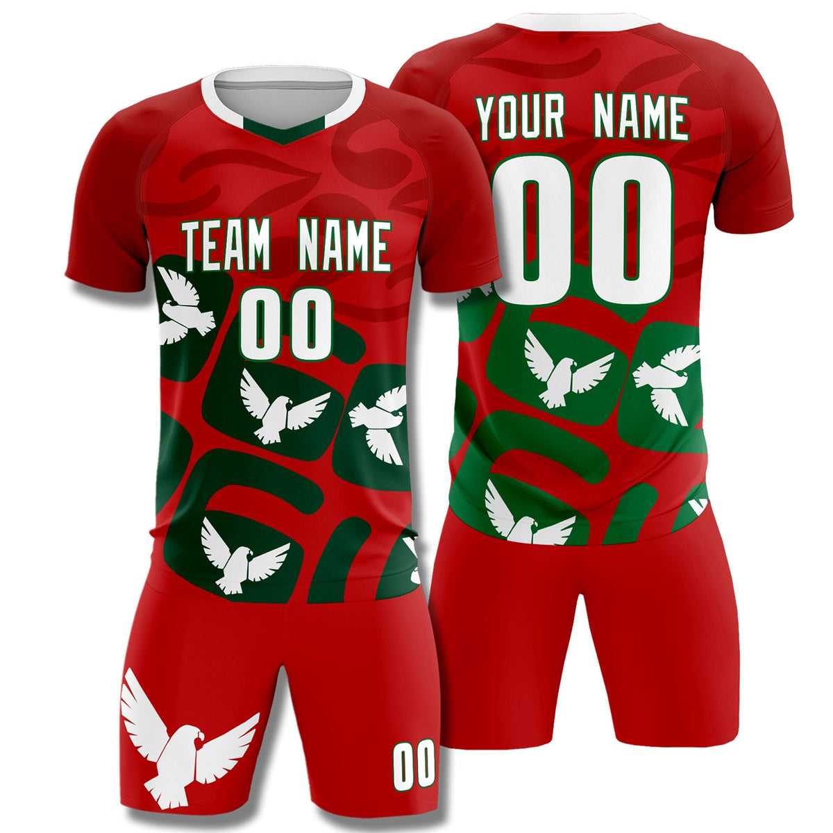 Custom Red Mexico Eagle World Cup Inspired Lightweight Graffiti Pattern Soccer Sets Jersey