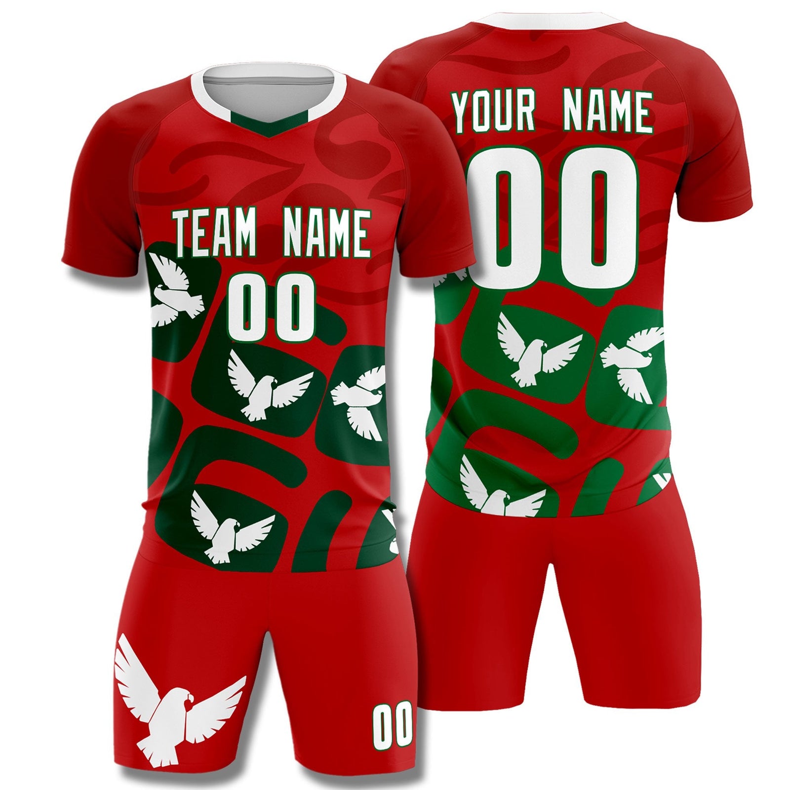 Custom Red Mexico Eagle World Cup Inspired Lightweight Graffiti Pattern Soccer Sets Jersey
