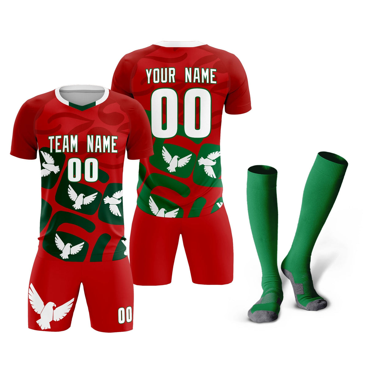 Custom Red Mexico Eagle World Cup Inspired Lightweight Graffiti Pattern Soccer Sets Jersey