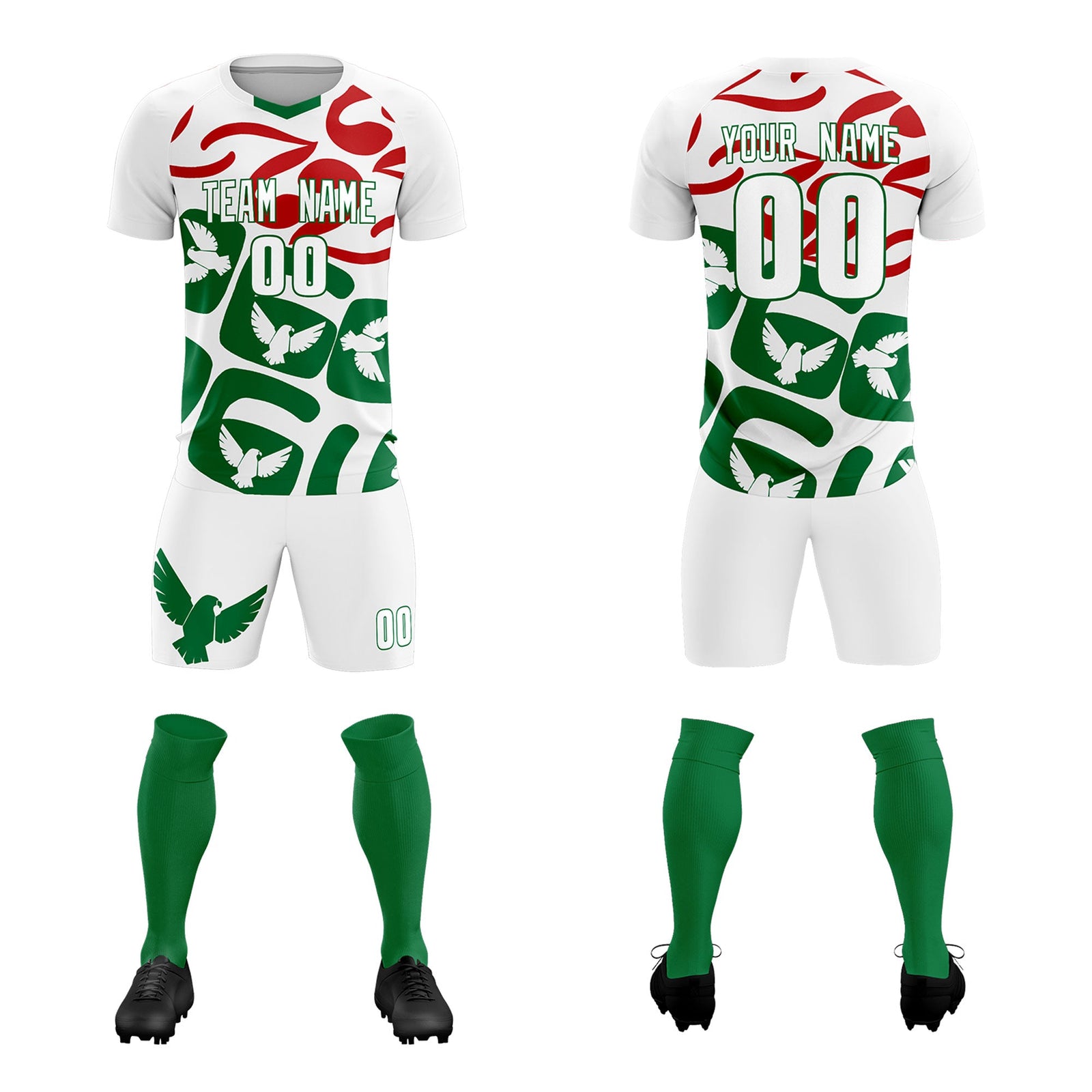 Custom White Mexico Eagle World Cup Inspired Wrinkle-Resistant Graffiti Pattern Soccer Sets Jersey